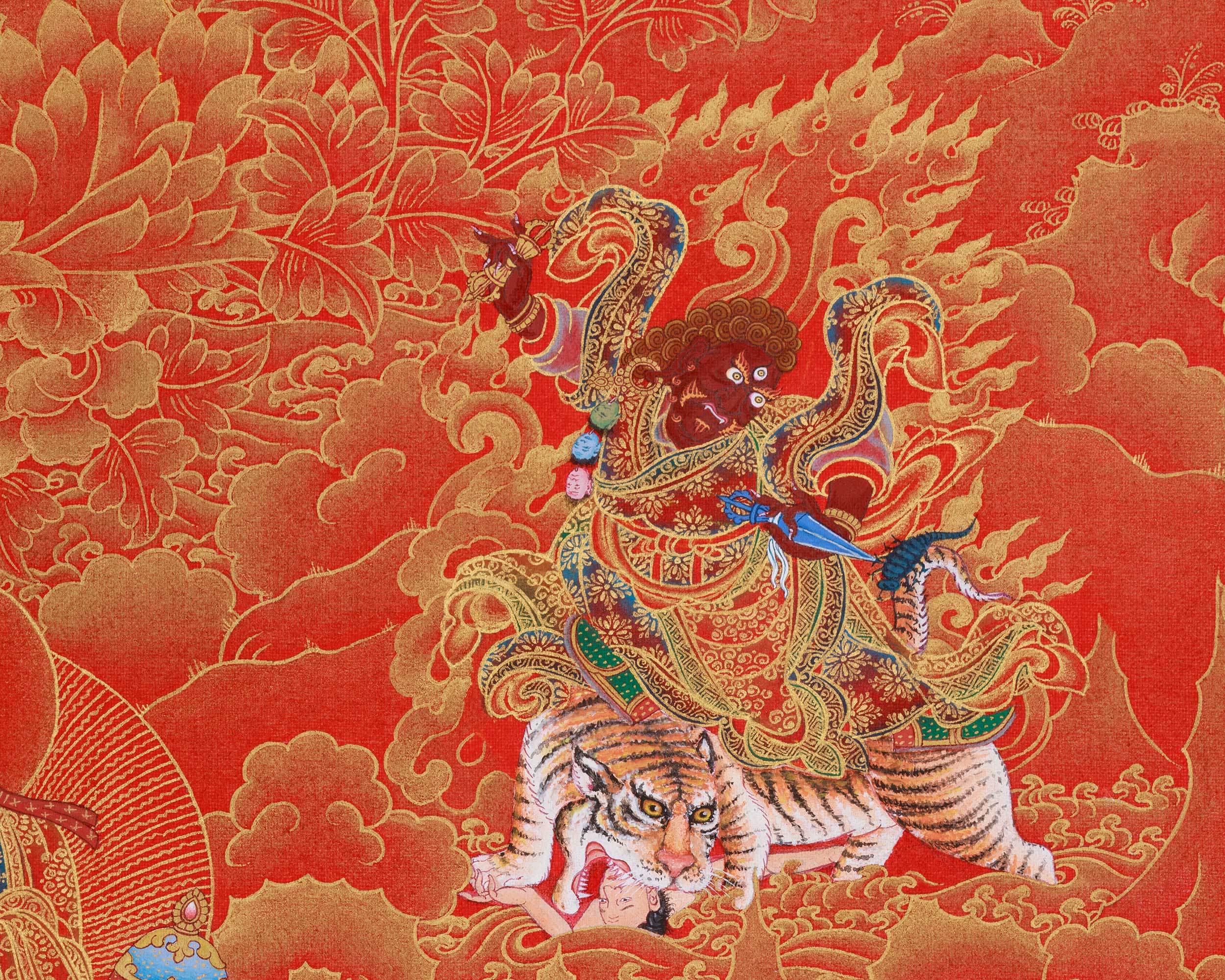 Experience the Sacred Power of Guru Sangye Thangka | A Premium NAKTHANG Thangka of Guru Rinpoche and His Divine Retinue