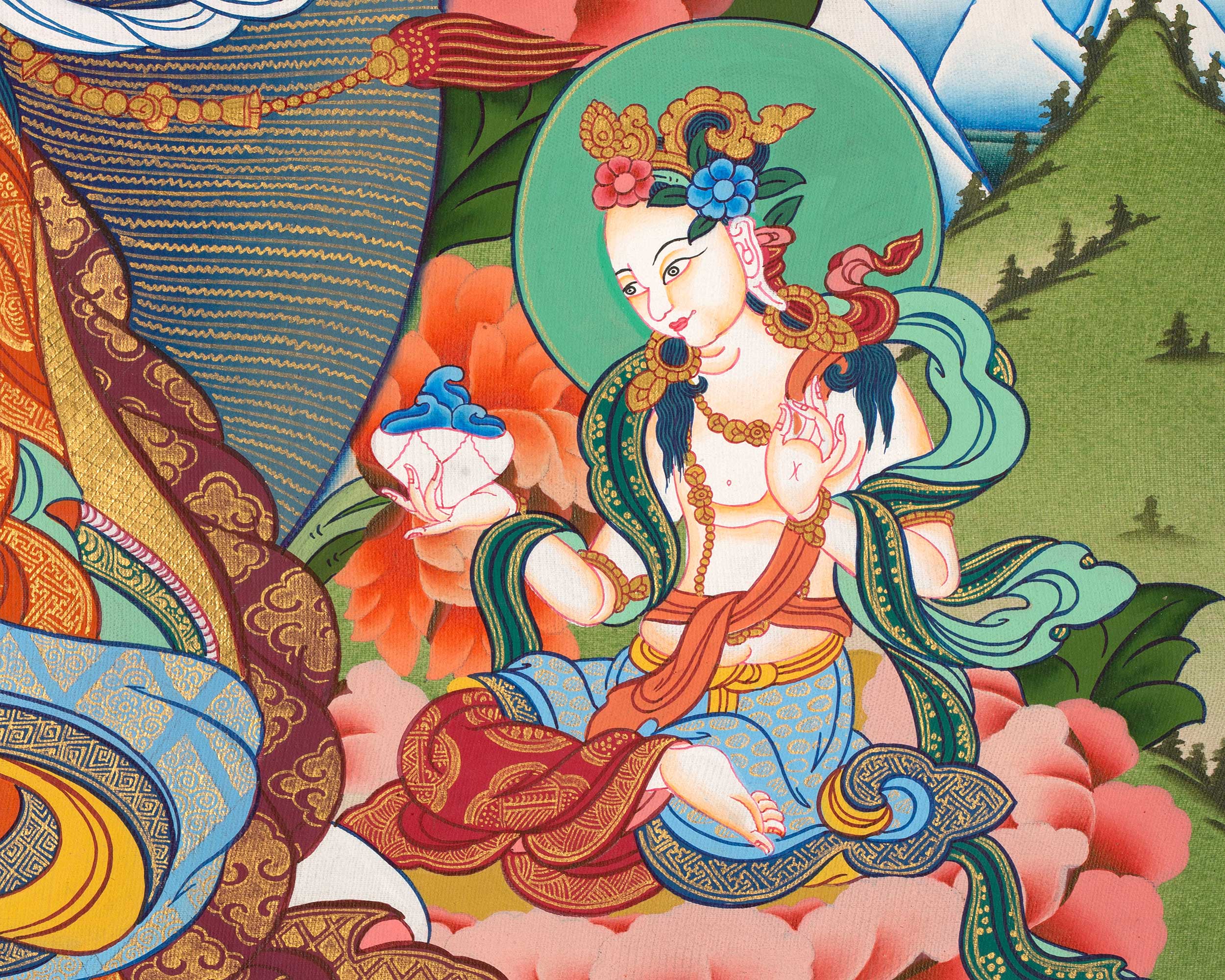Guru Rinpoche Thangka | Eight Manifestation of Guru Padmasambhava |  Lotus Born Master of Buddhism | Thangka Painting for Meditation