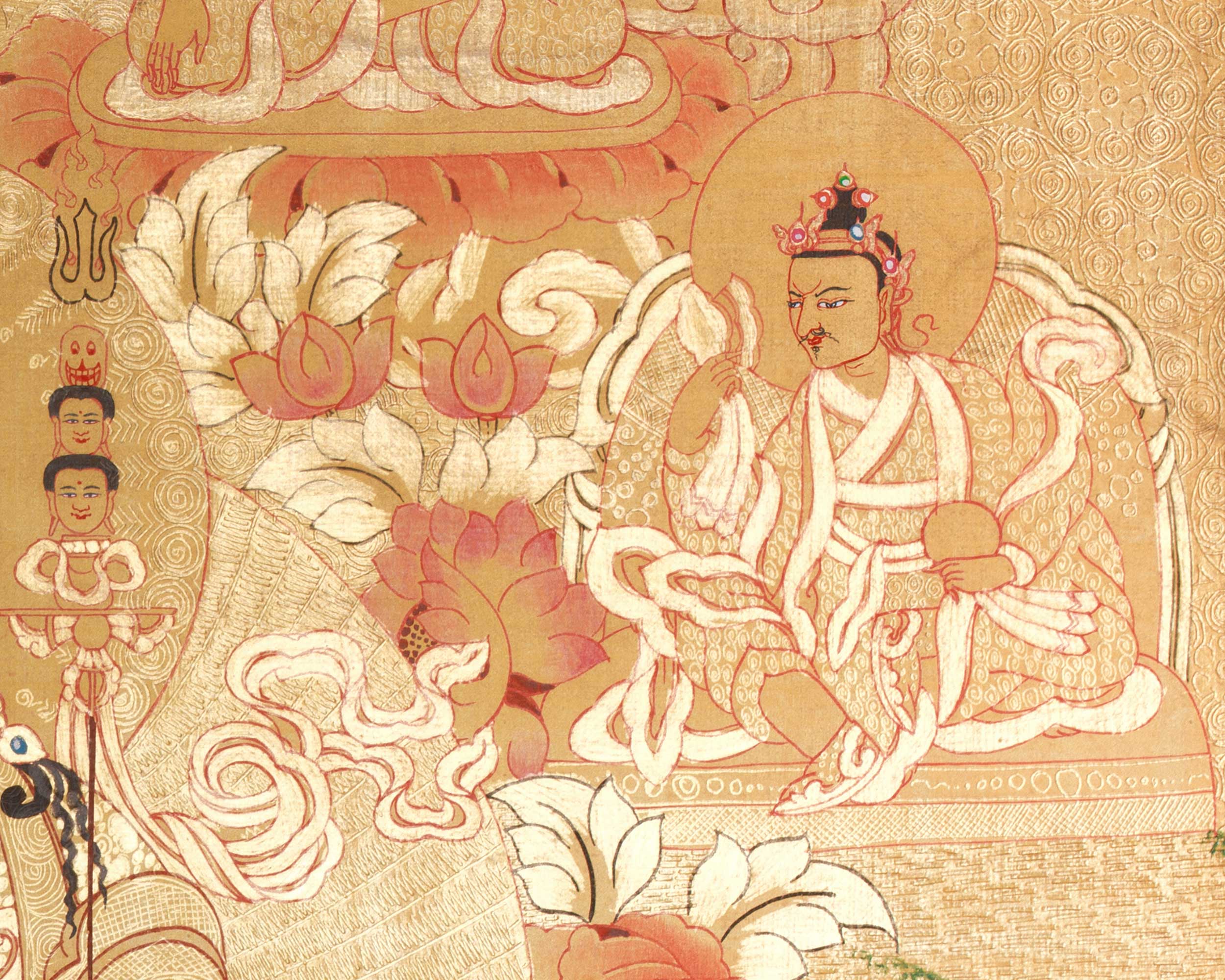 Padmasambhava Tibetan Master Thangka | A Sacred Representation of Guru Rinpoche with Other Divine Beings