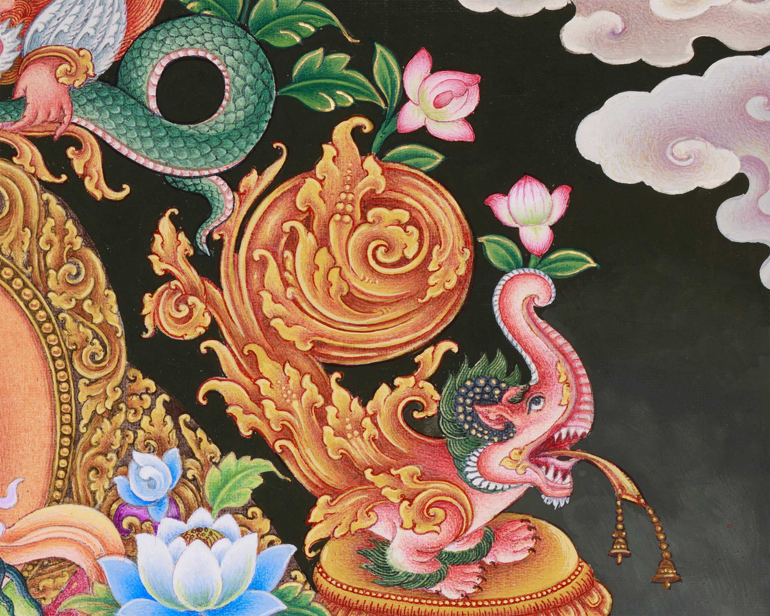 Paubha Masterpiece of Tibetan Goddess Standing Green Tara | Guardian of the Eight Fears