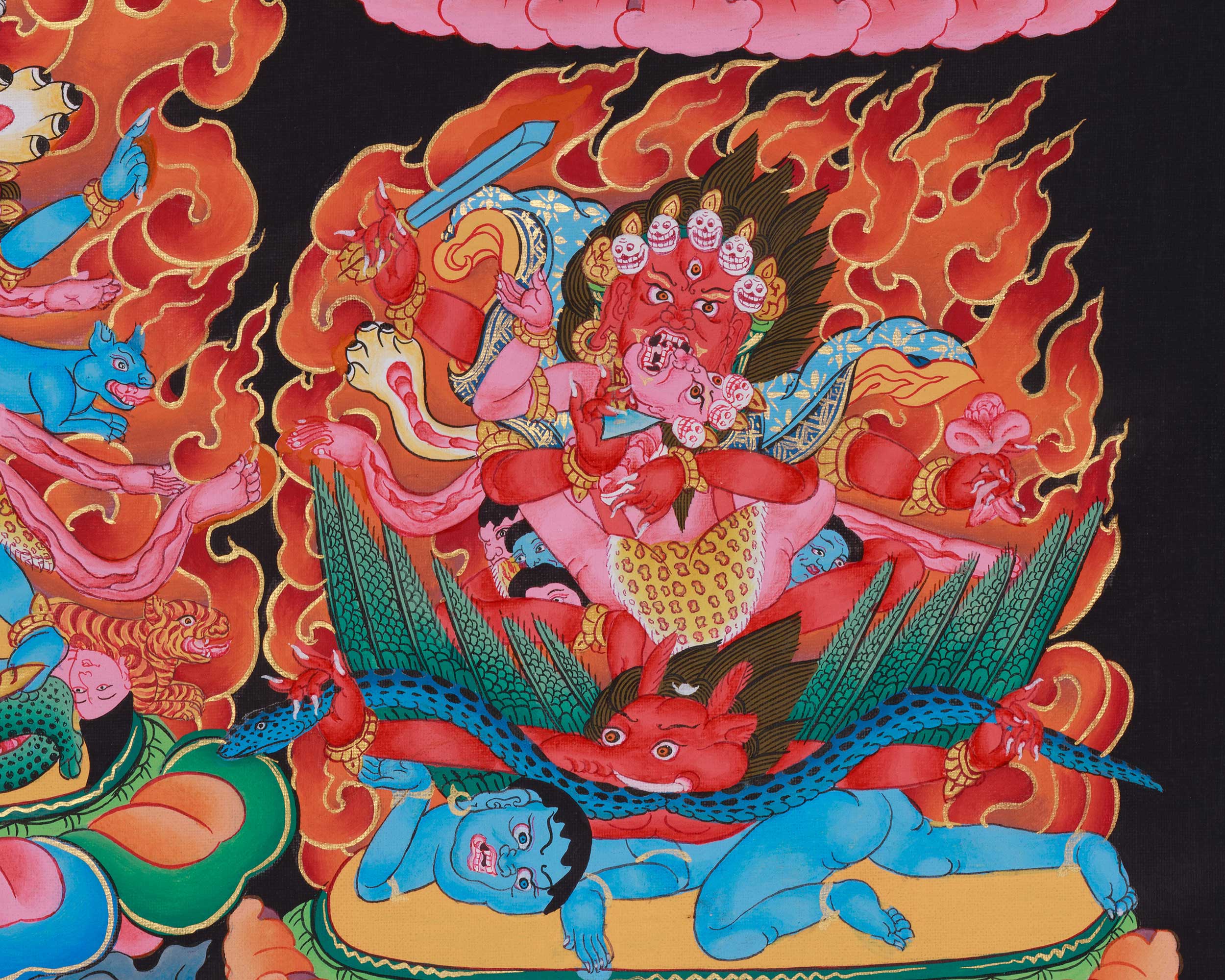 Nyingma Mahakala Thangka | The Wrathful Protector and Guardians of the Nyingma Tradition