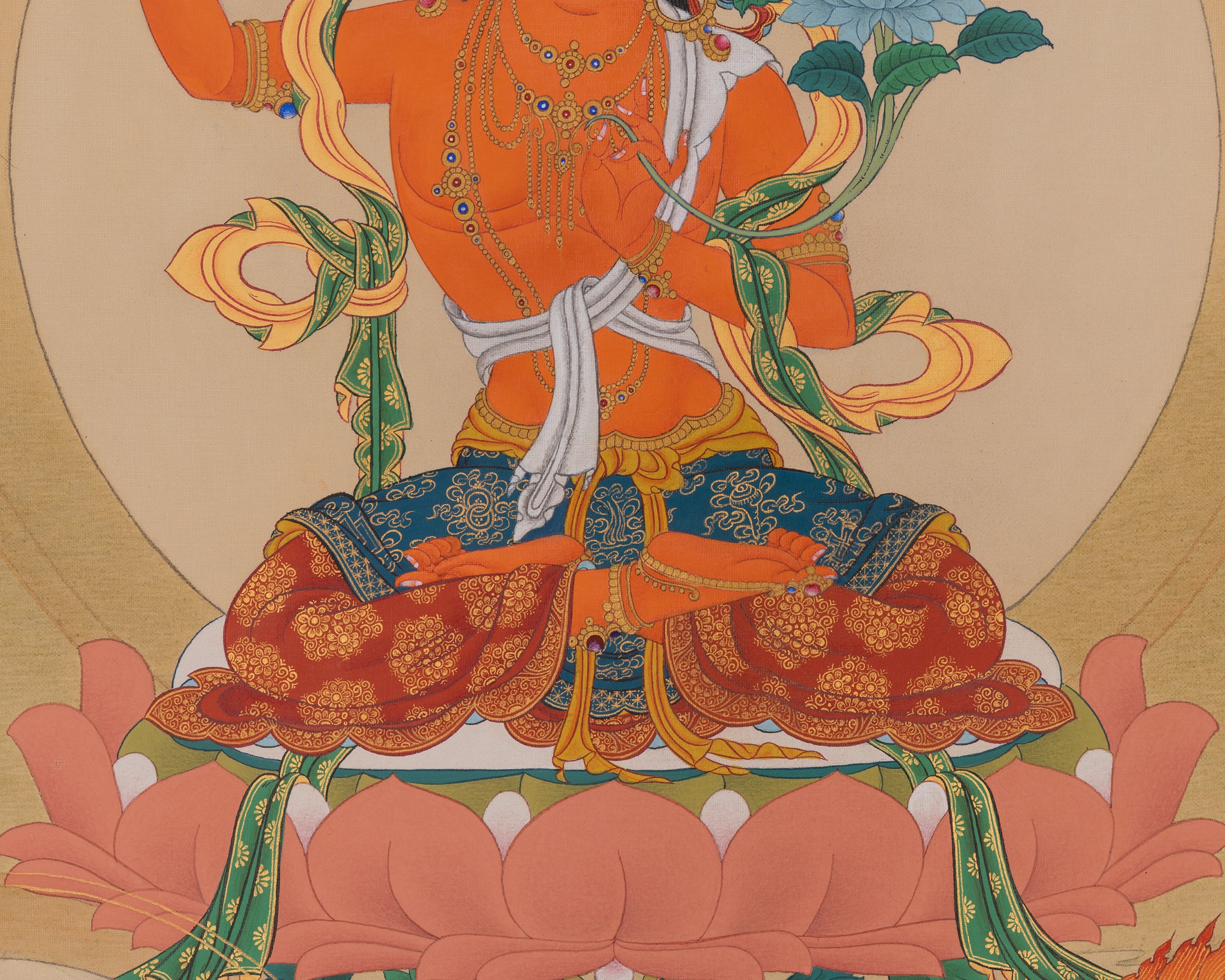 Bodhisattva of Wisdom Deity Manjushri Thangka | Vajrayana Buddhism | Manjughosa Art