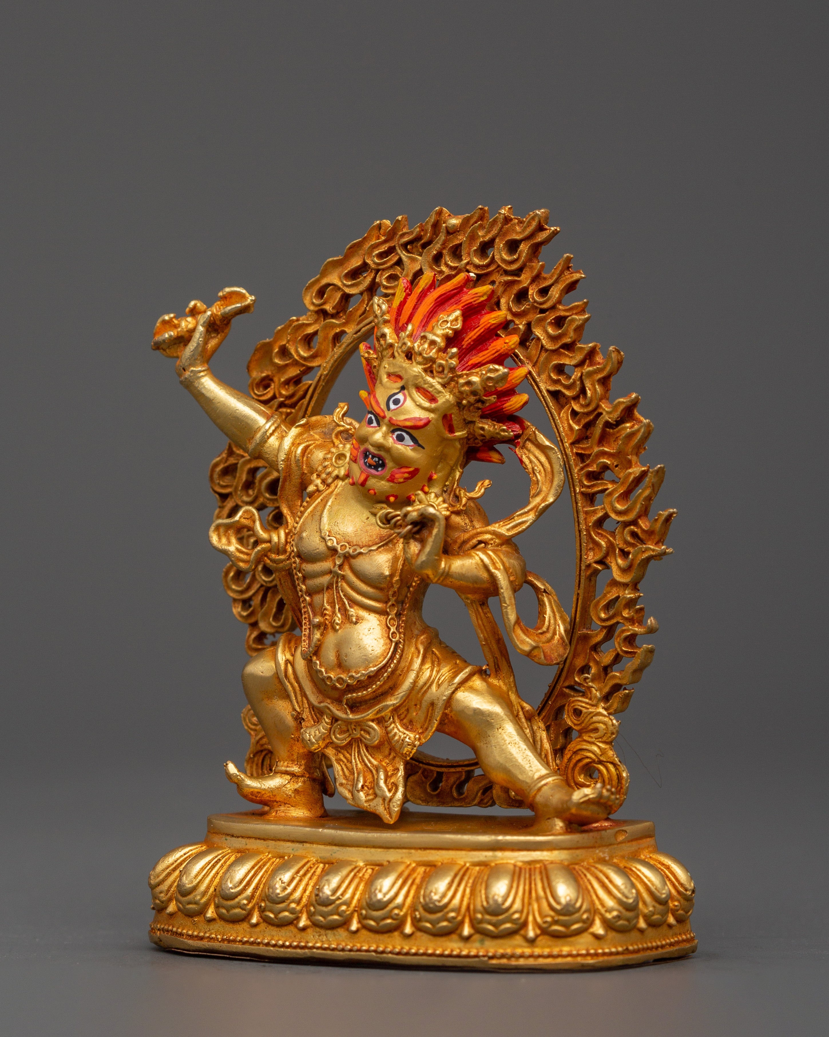 Gold Plated Vajrapani Statue in Copper | Meditation Space