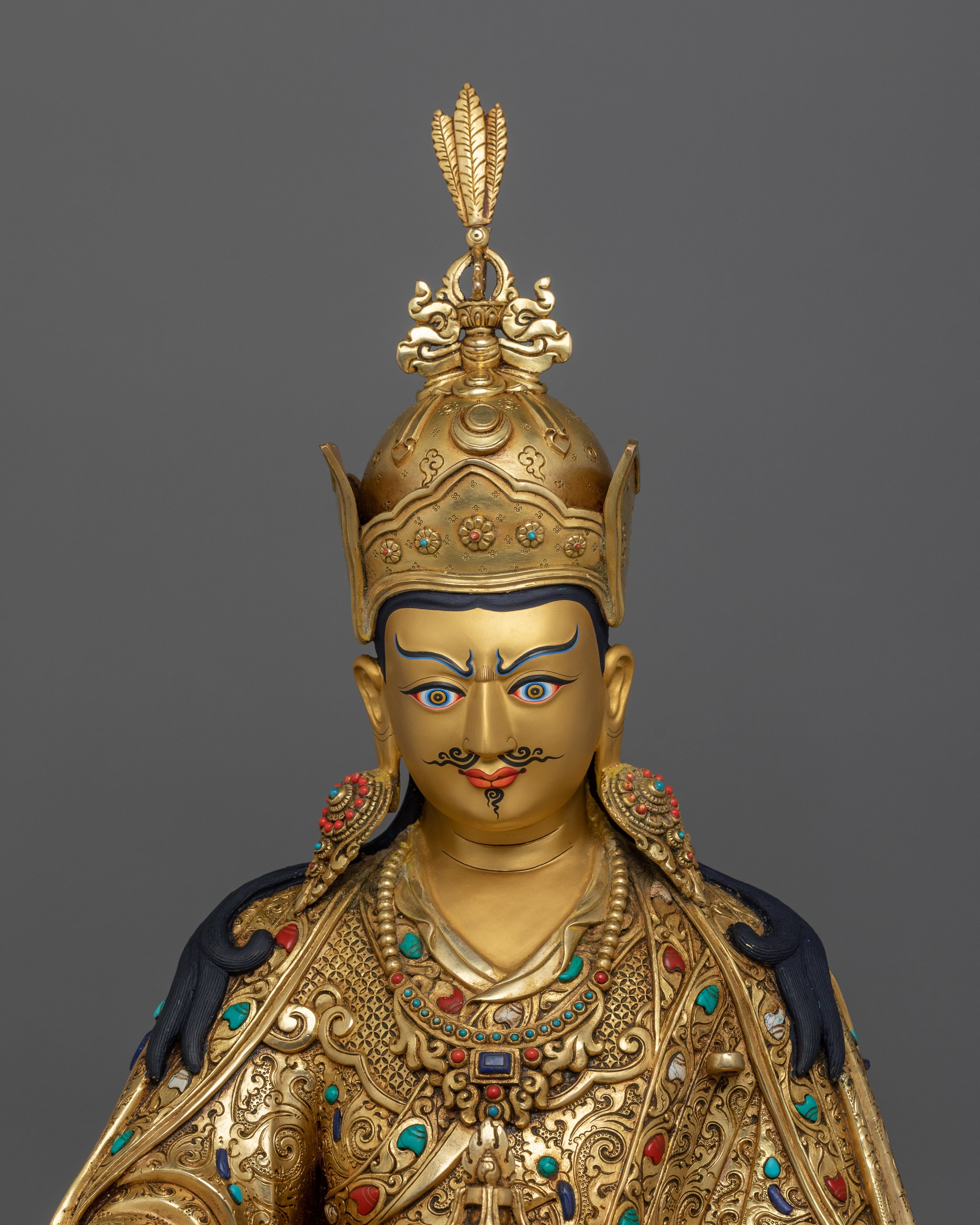 Guru Rinpoche With Beautiful Handcarved Gemstones Statue | The Precious Master
