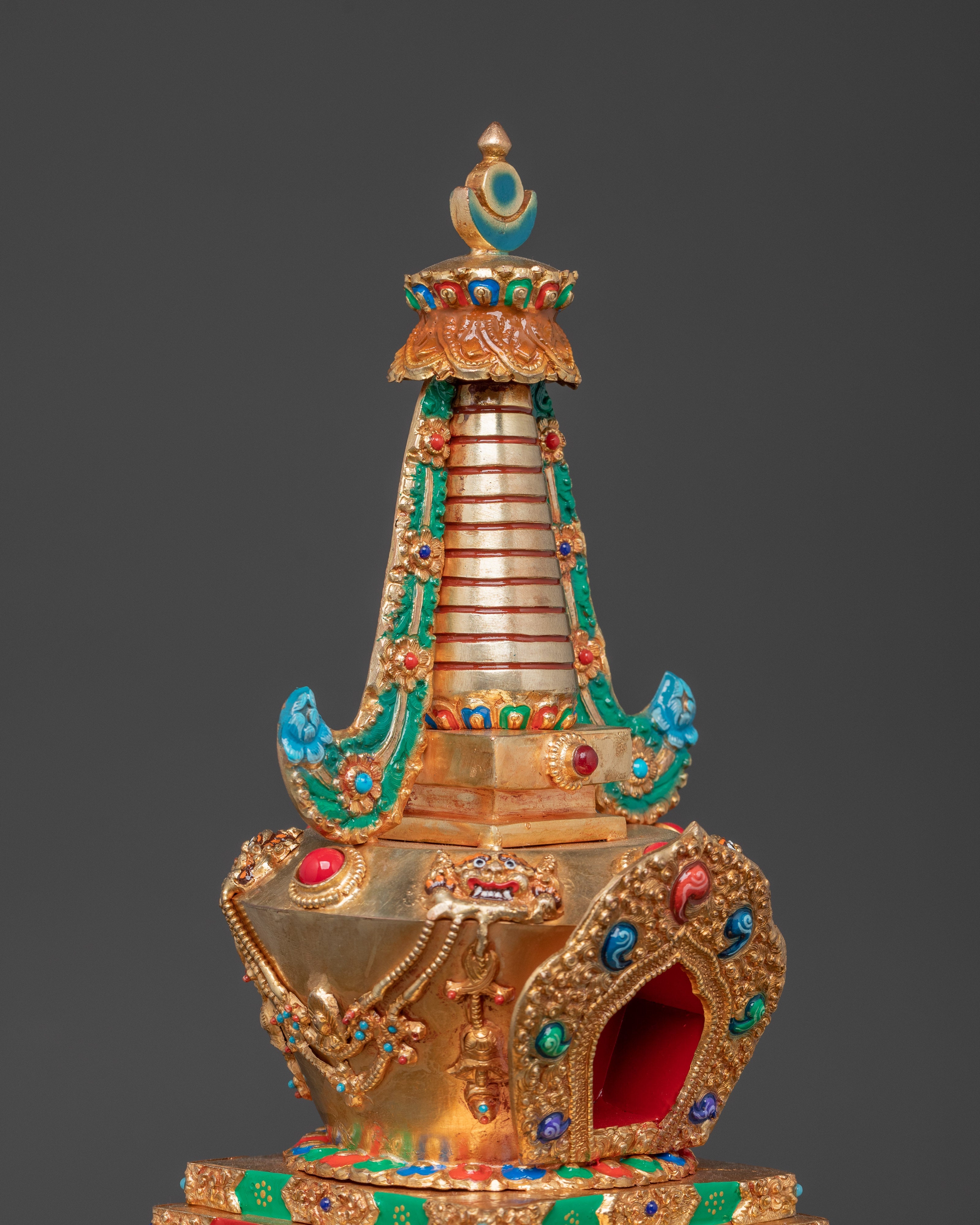 Himalayan Buddhist Copper Stupa | Sacred Shrine Decor