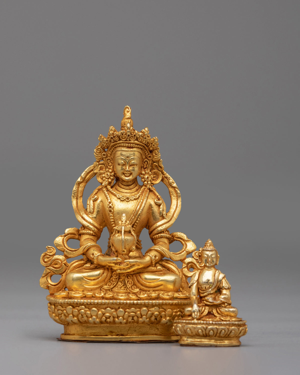Sacred Amitayus Long Life Buddha Statue | Handmade Tibetan Sculpture