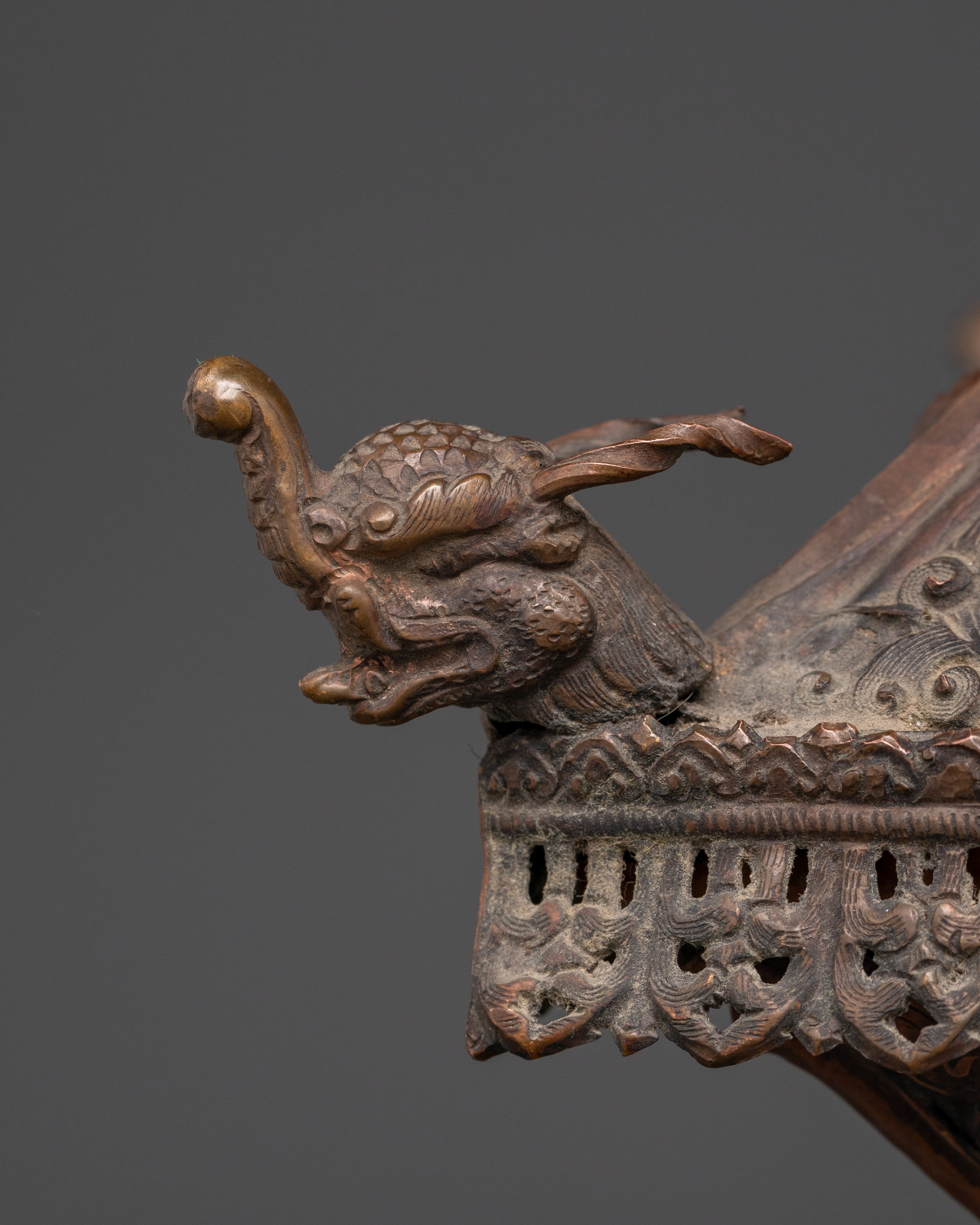 Handmade Spiritual Incense Burner | Oxidized Copper with Sacred Motifs