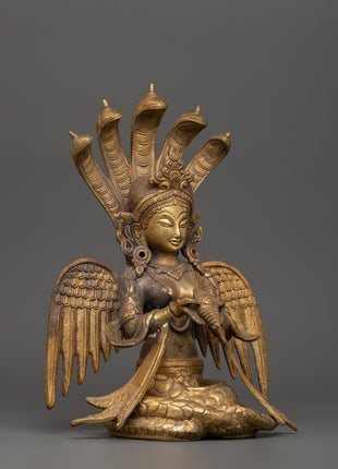 Handcrafted brass Naagkanya statue | Sacred Brass Home Altar Decor