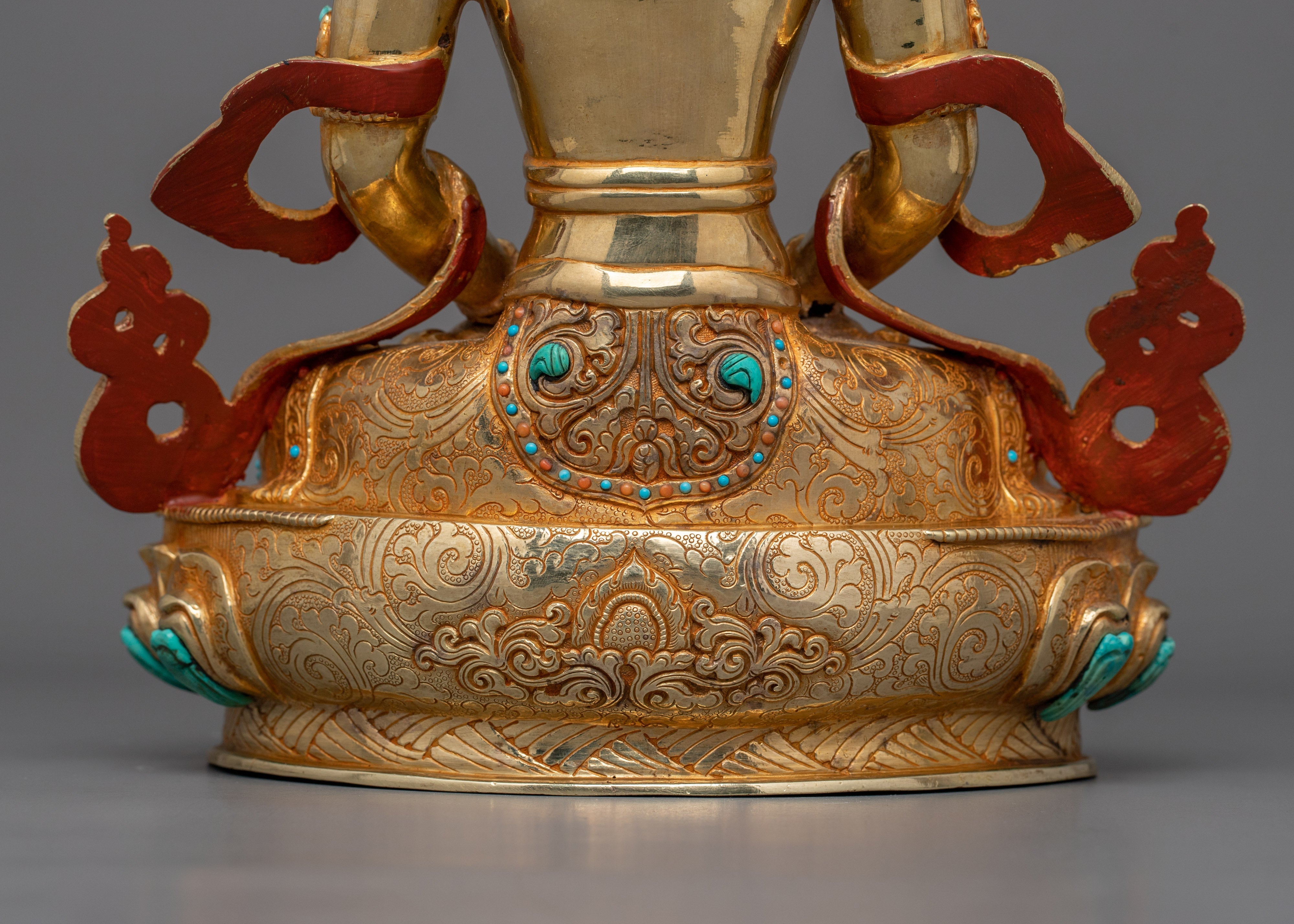 Meditation Deity Amitayus Figurine | Gold Gilded Traditional Himalayan Art