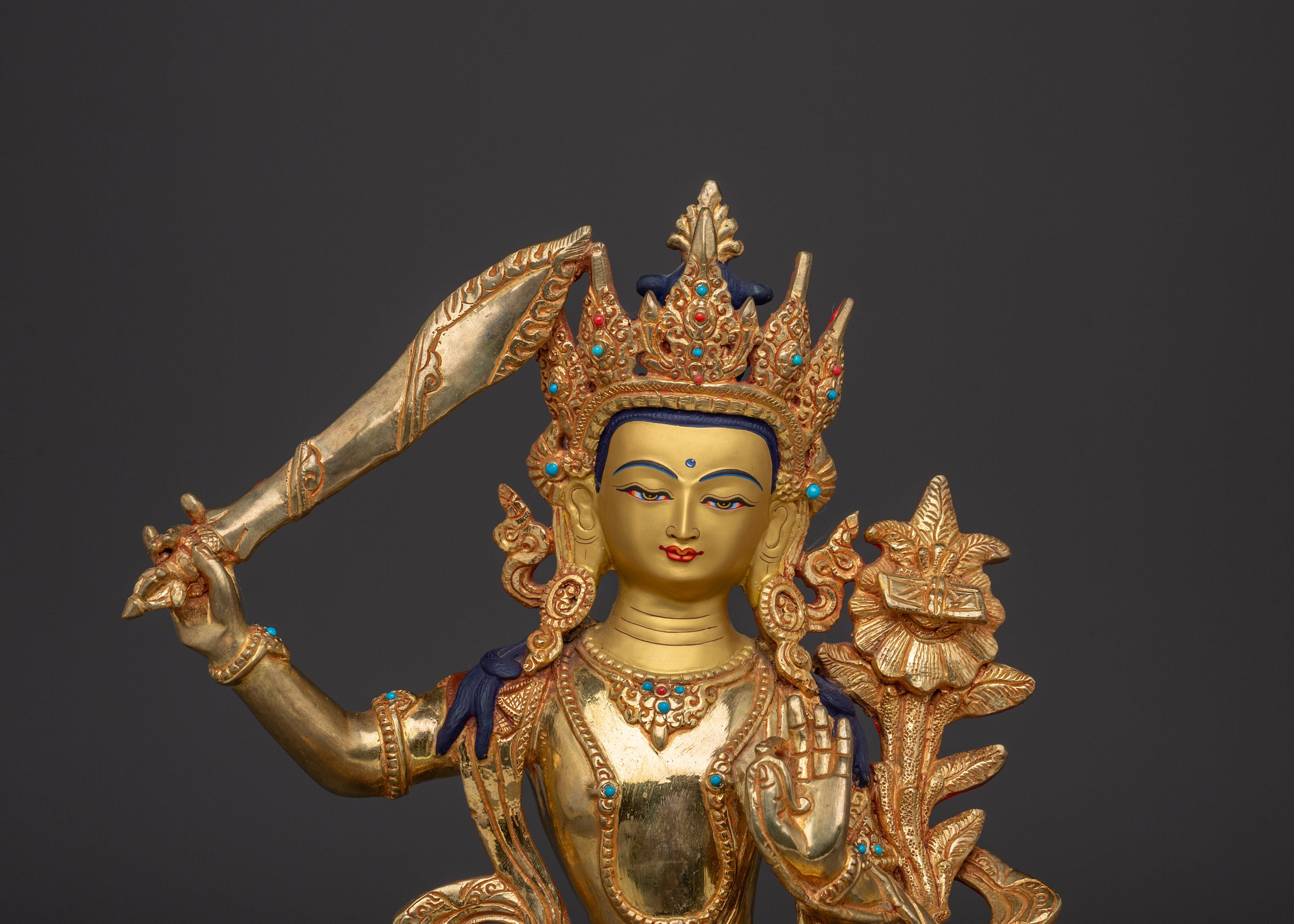 Manjushri Tibetan Wisdom Deity Statue | Traditionally Handcrafted Bodhisattva Statue