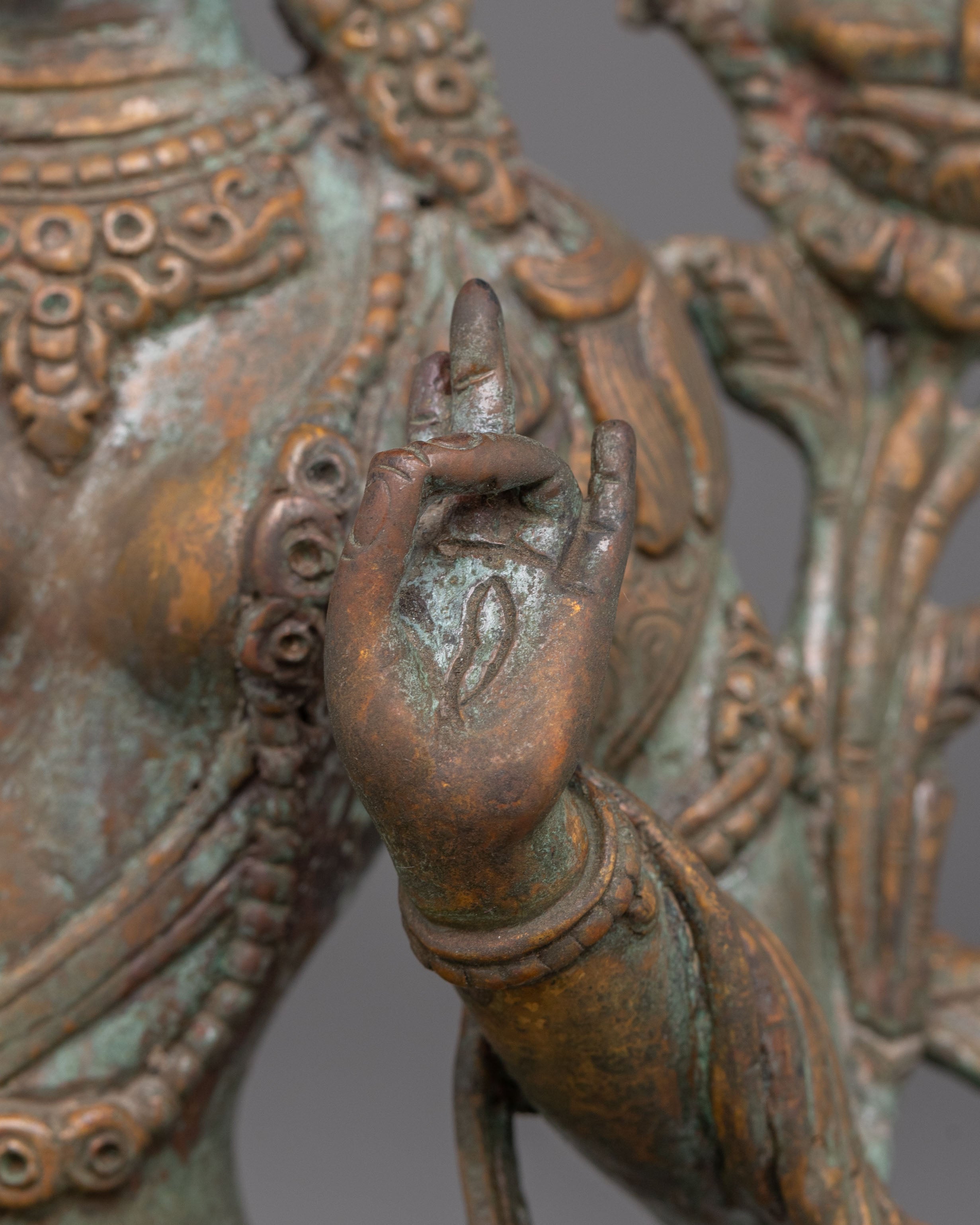 Oxidized Copper Statue of Green Tara | Enlightened Tara