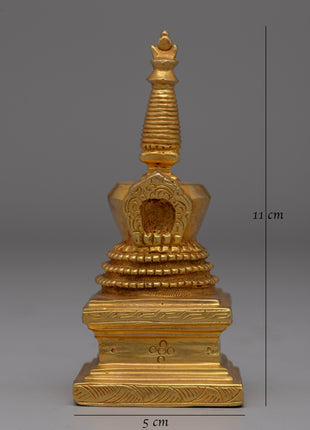 Gold-Plated Buddhist Stupa Set | Symbol of Enlightenment