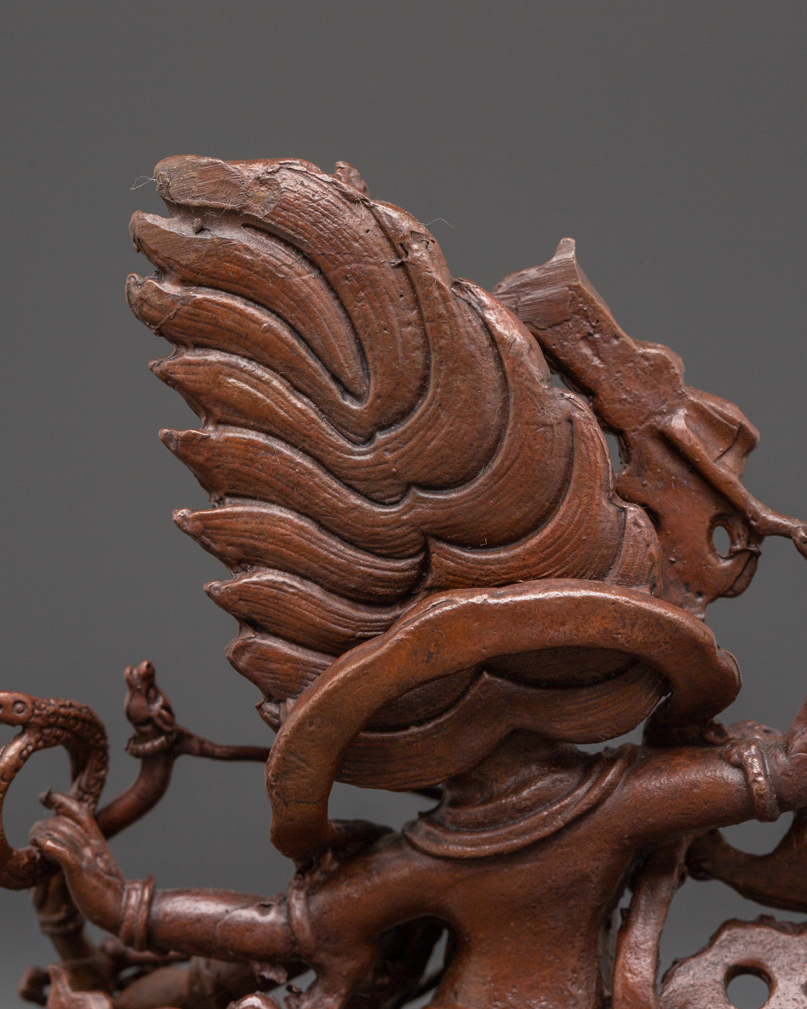 Sacred Dharma Protector Rahula Statue | Oxidized Copper Buddhist Deity Sculpture