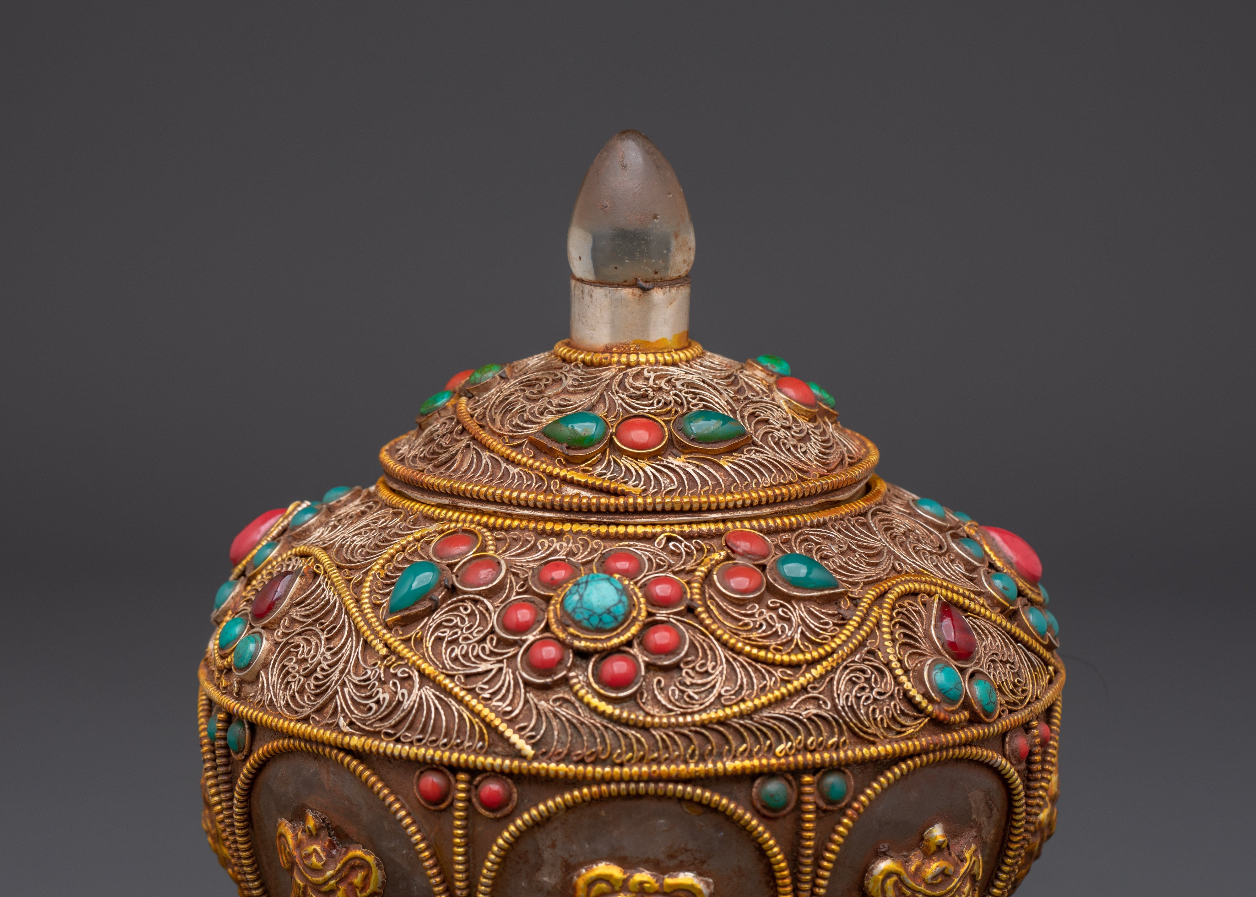 Sacred Rice Pot with 8 Auspicious Symbols | Spiritual Home Decor