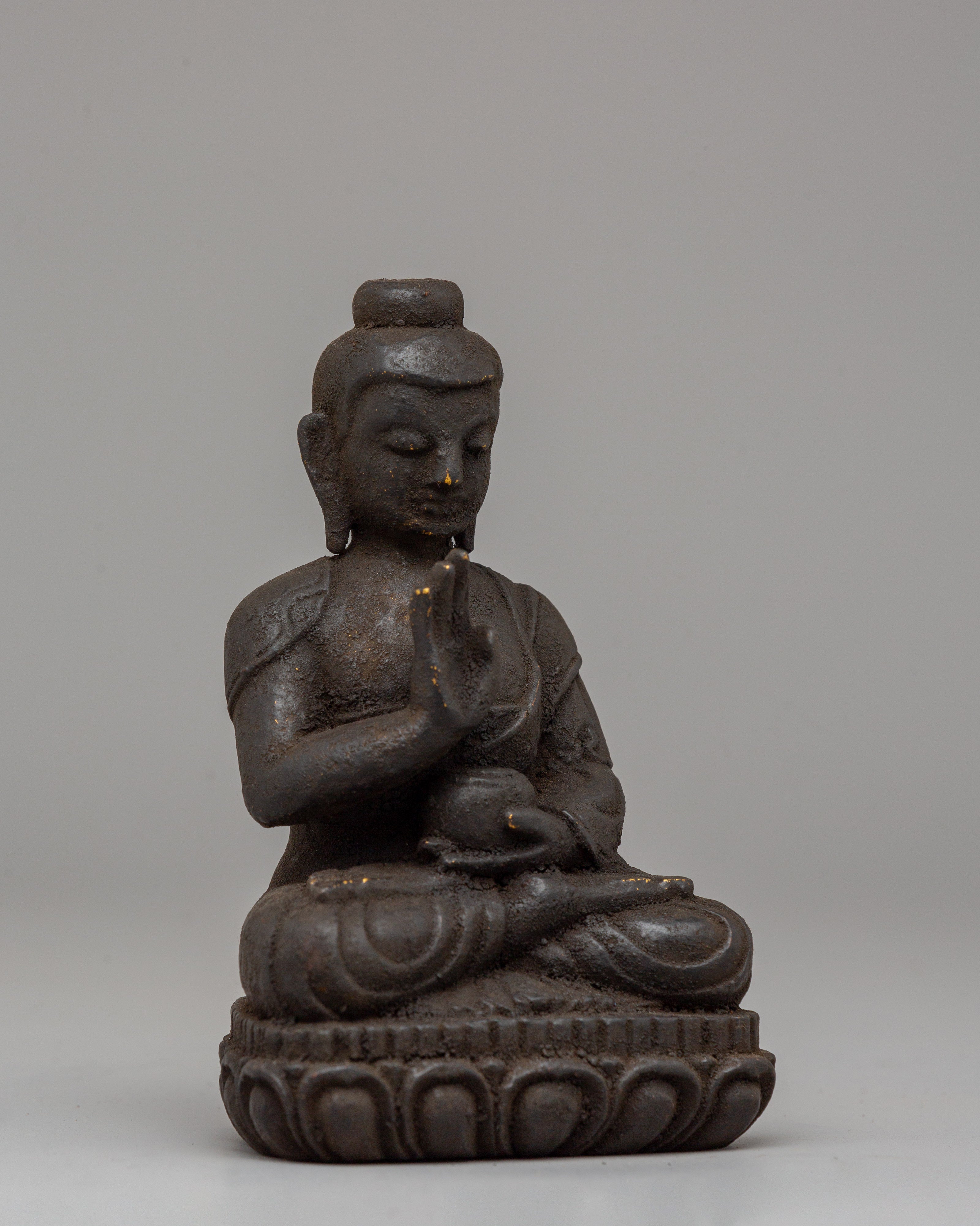 The Statue of Amogasiddhi Buddha | Handcrafted Wooden Buddha Sculpture