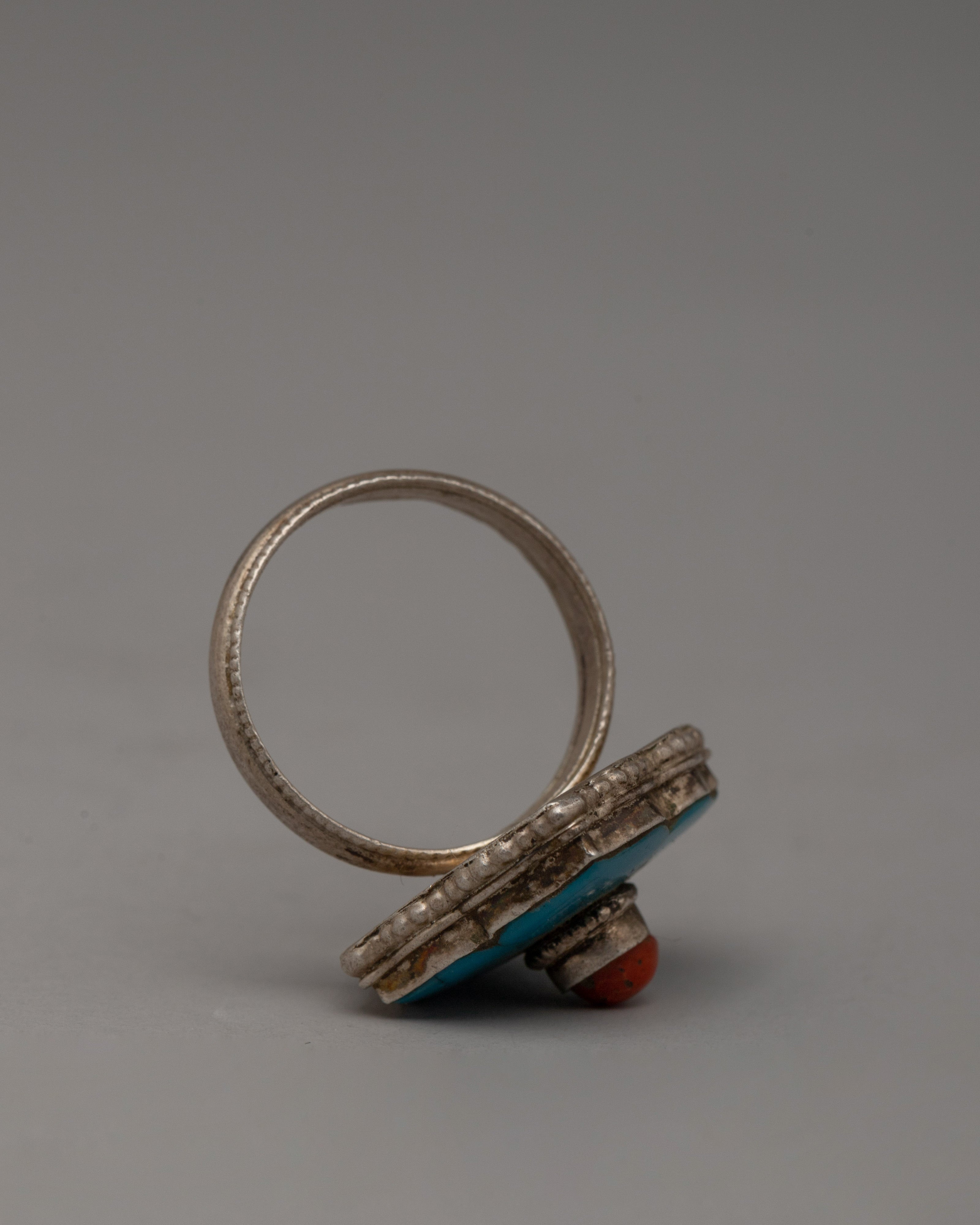 Turquoise Coral Silver Ring |  Perfect Statement Gift