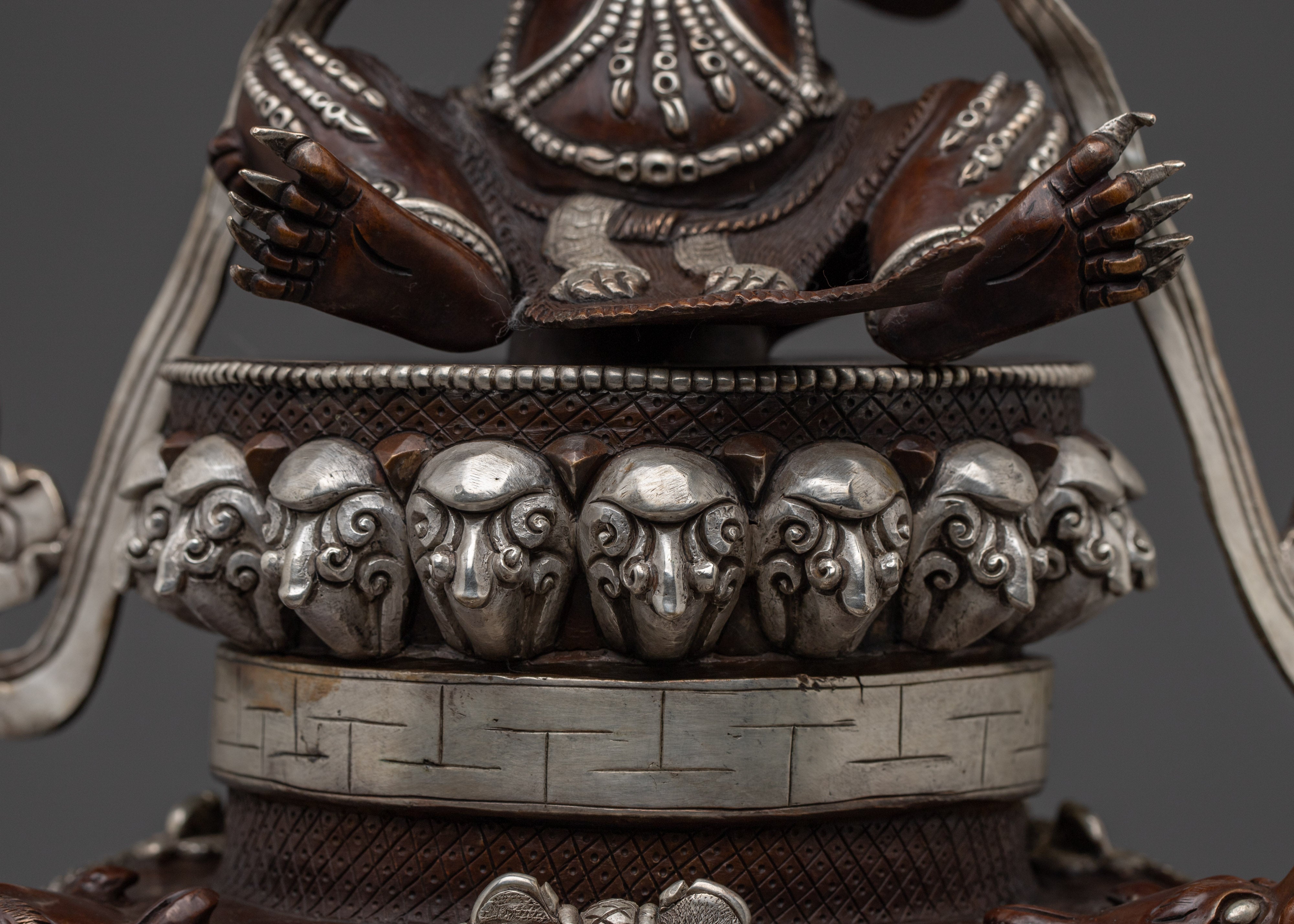 Oxidized Copper Body Vajradhaka Statue | Intricate Gold & Acrylic Paintings