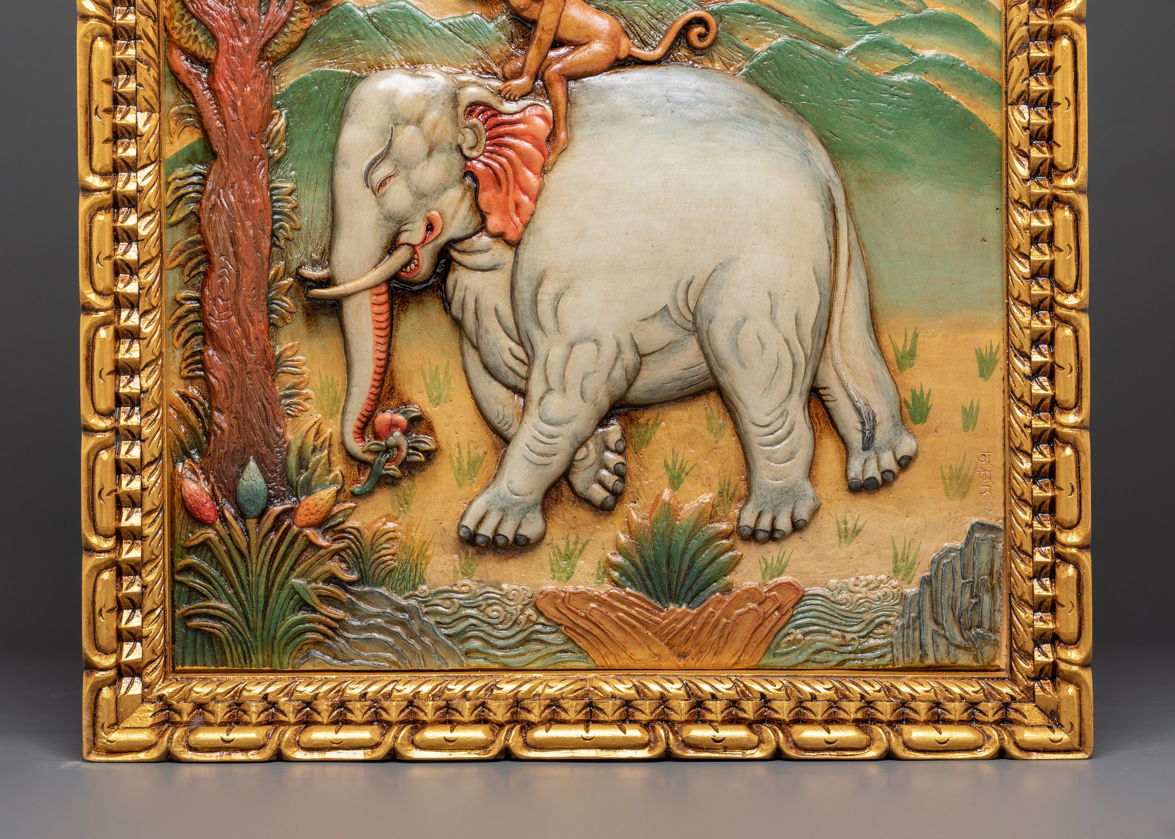Handcrafted Elephant Design Wall Hanging | Unique Wooden Frame