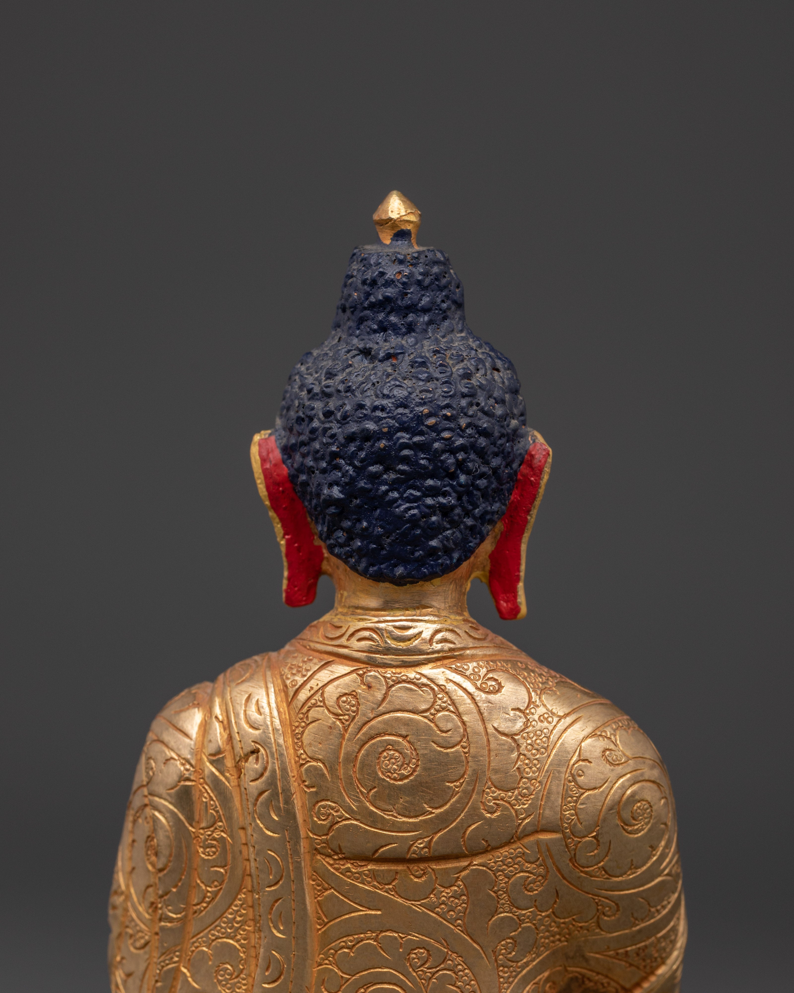Handmade Shakyamuni Buddha Statue | Gold Plated Copper Buddha Figurine