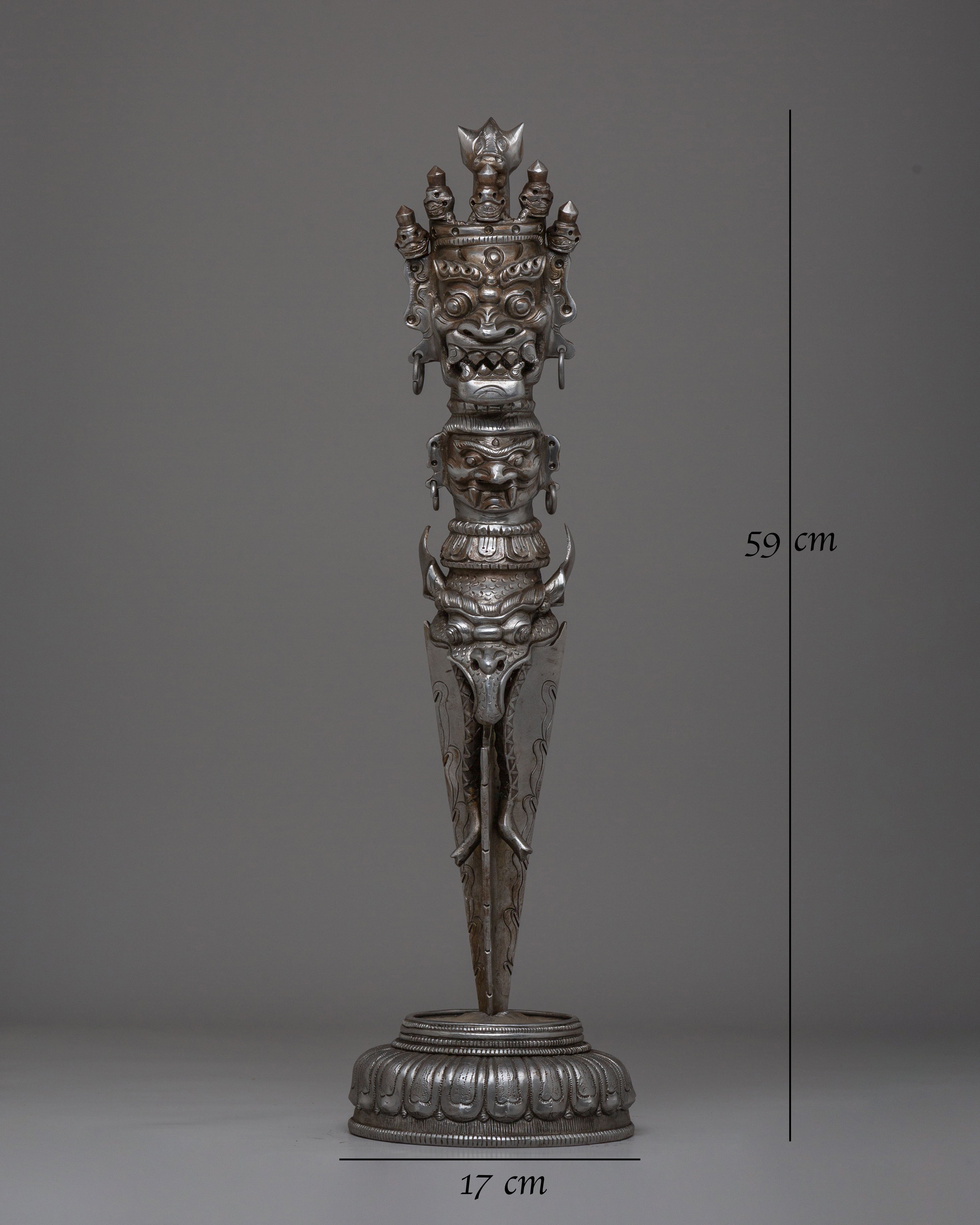 Handcrafted Iron Ritual Phurba | Tibetan Ceremonial Dagger for Protection