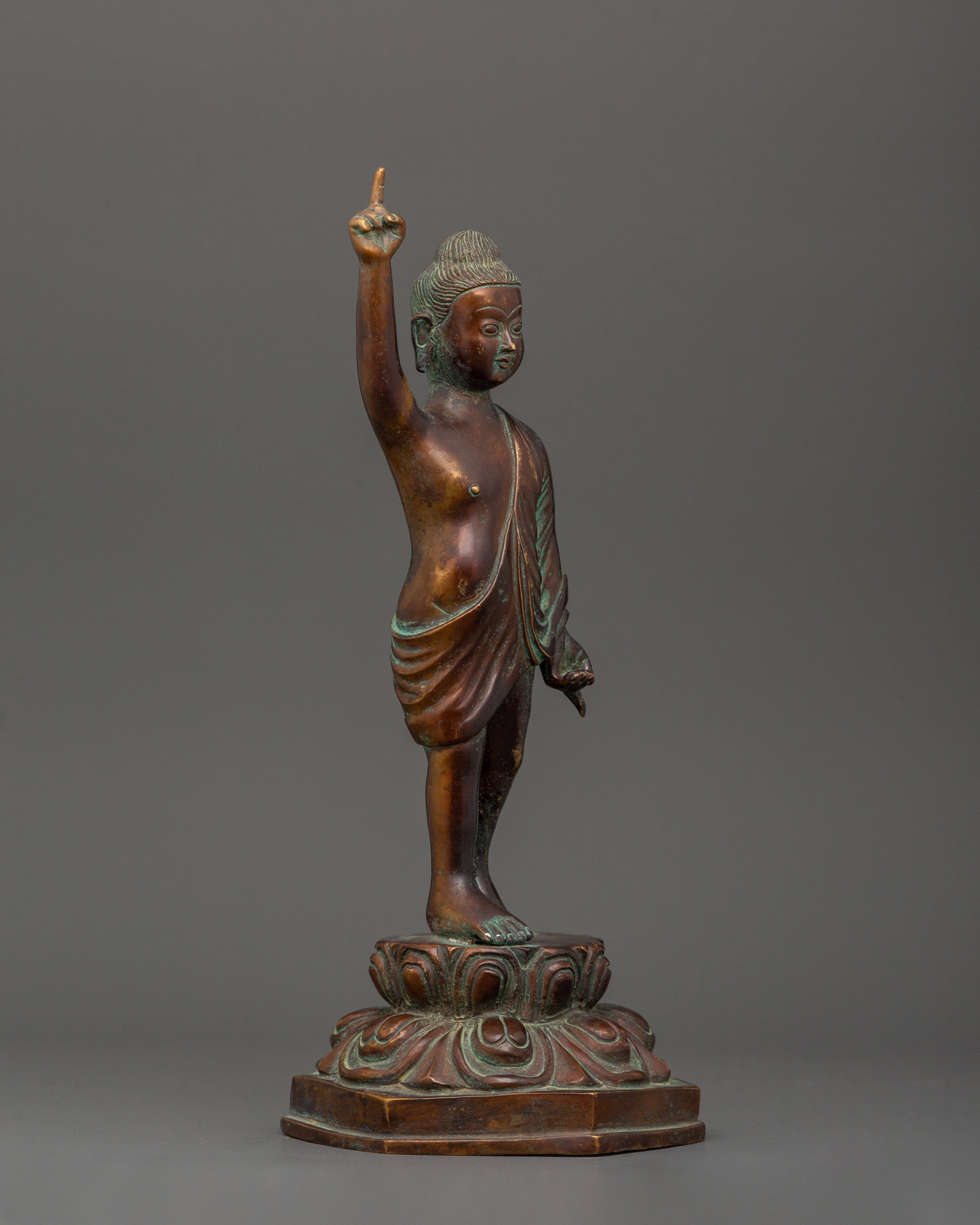 Oxidized Copper Standing Siddhartha Gautam | Symbol of Enlightenment