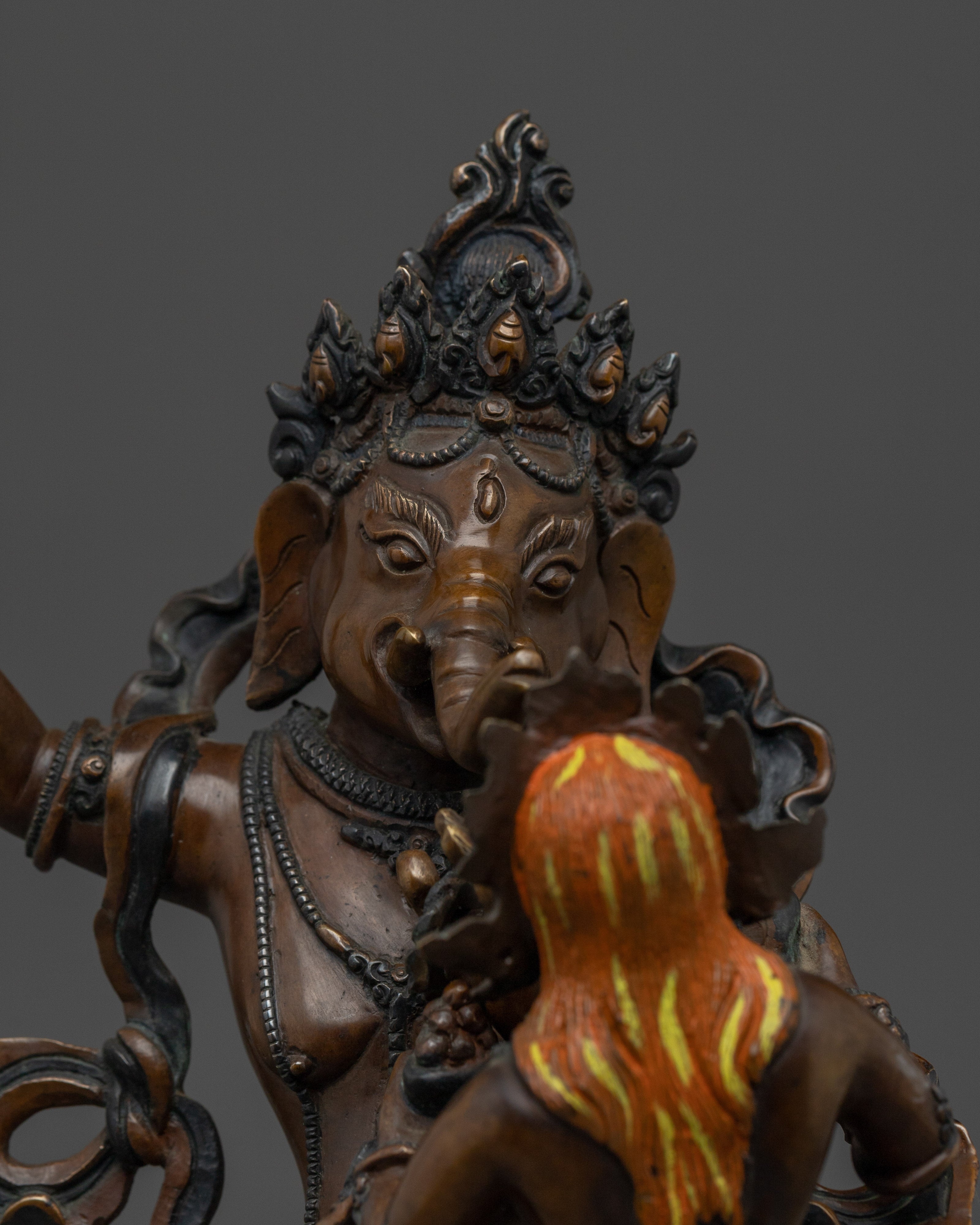 Handcrafted Ganesh statue in oxidized copper | Meditation and Spiritual Decor