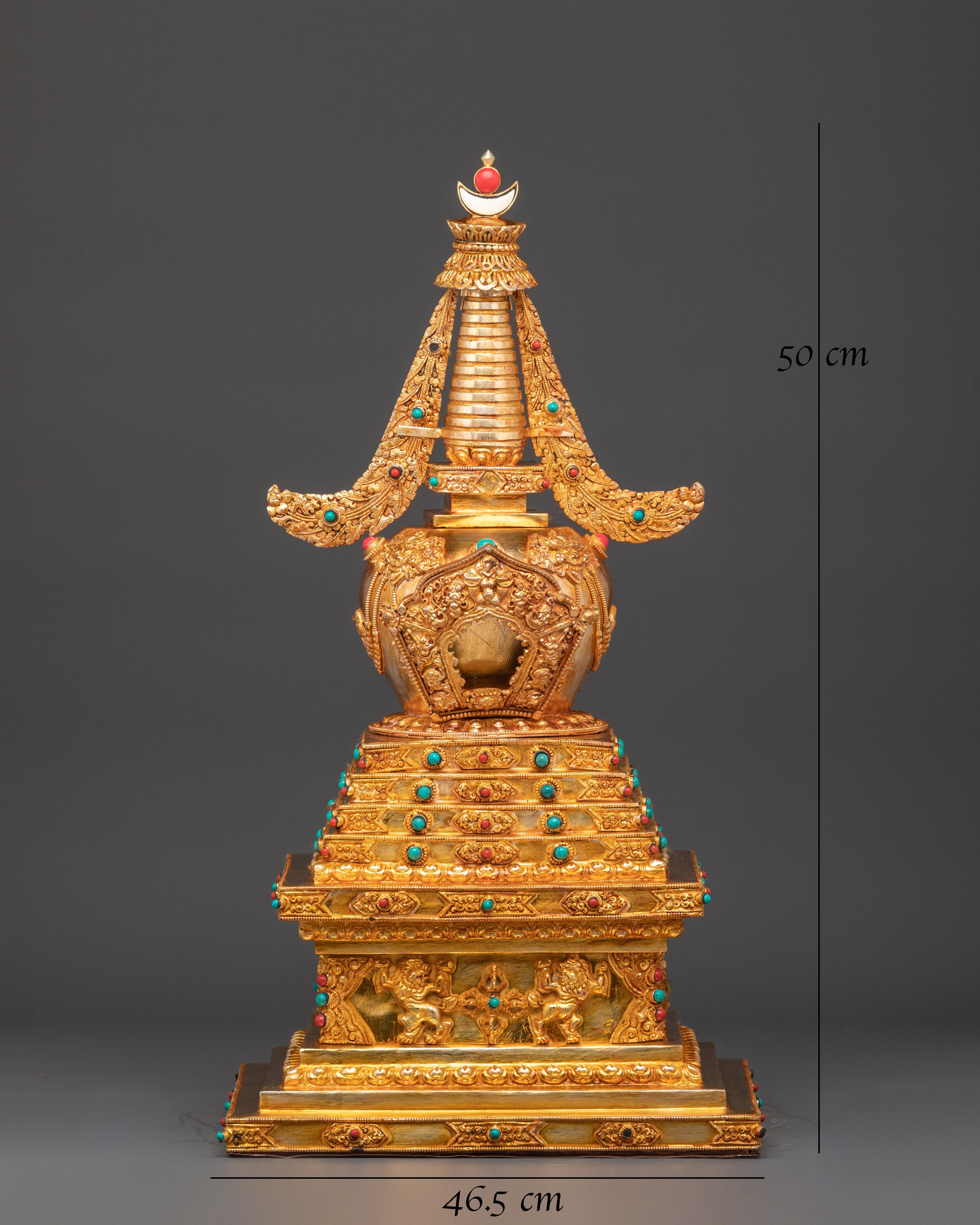 Gold-Plated Traditional Tibetan Stupa | Symbol of Enlightenment & Sacred Blessings