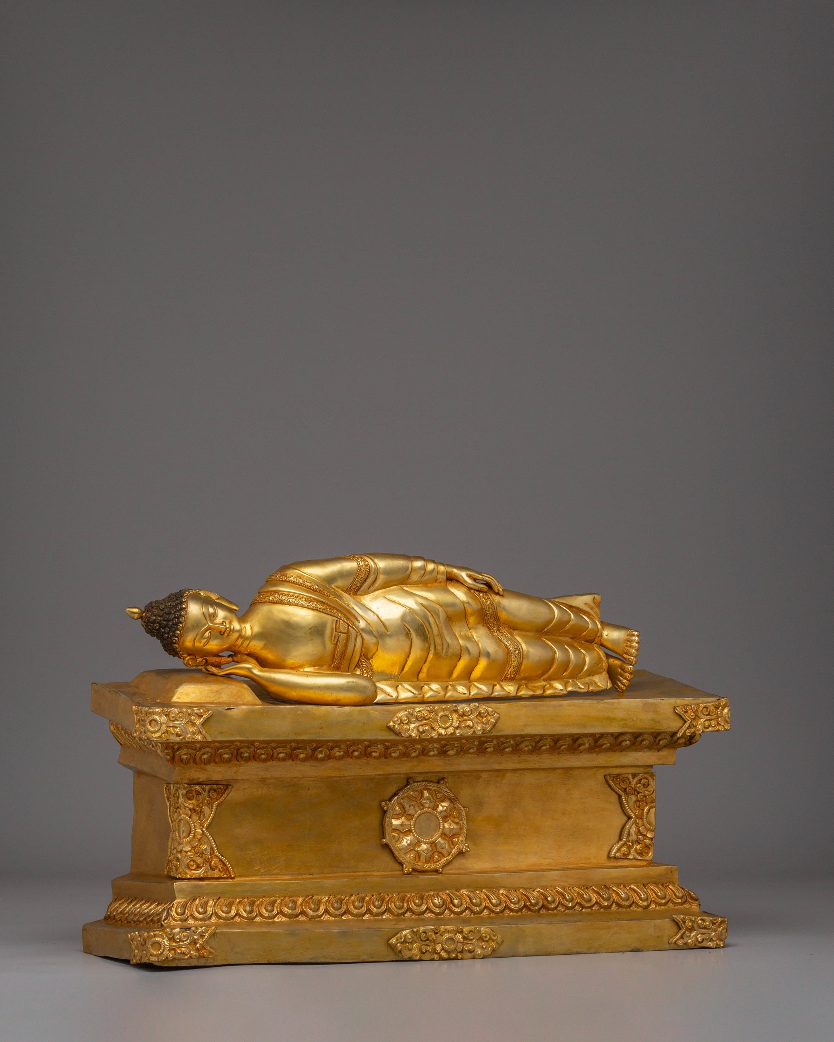 Handcrafted Sleeping Buddha Golden Statue | Symbol of Peace and Parinirvana