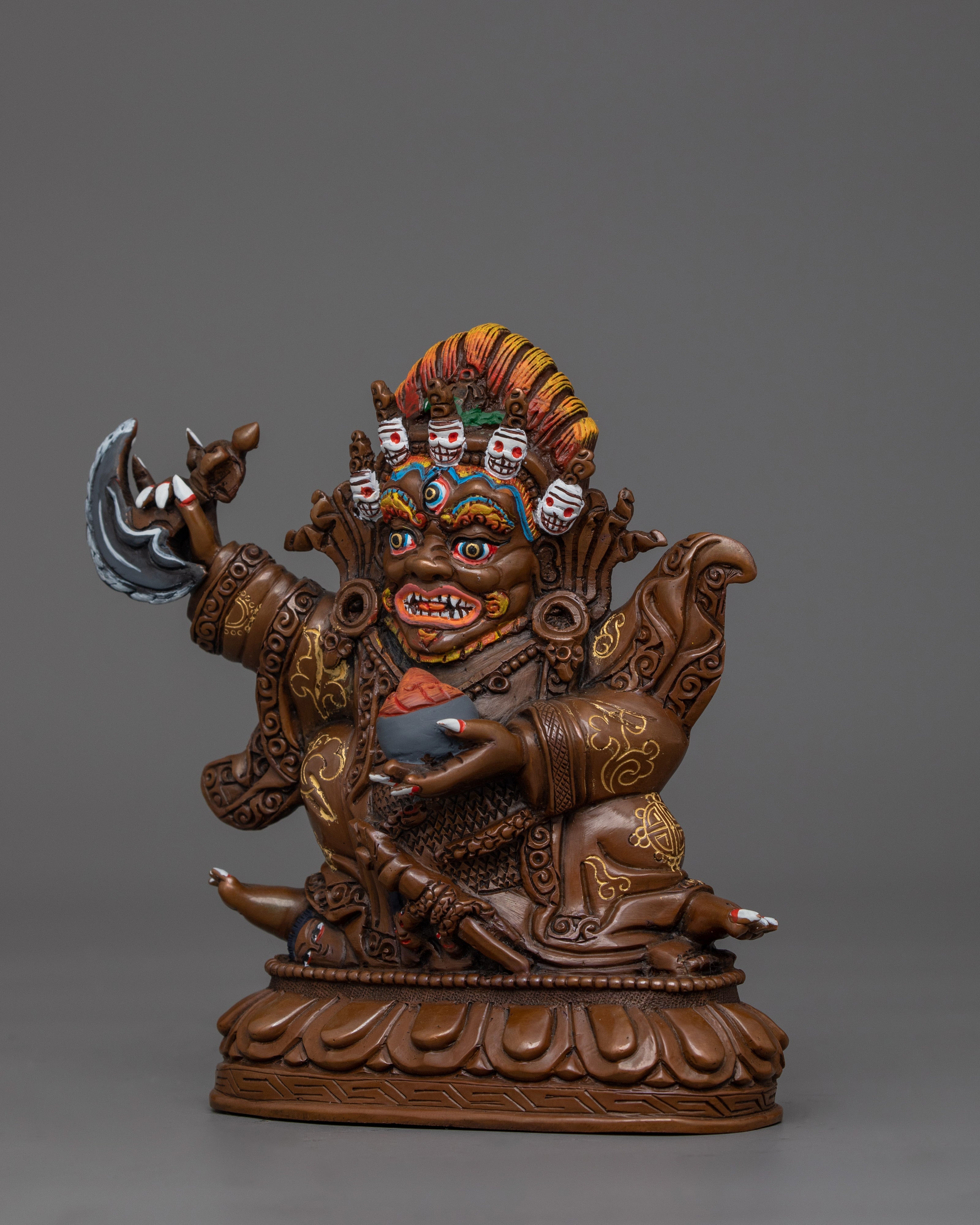 2 Armed Mahakala Bernagchen Sculpture | The Unyielding Guardian of Vajrayana Buddhism
