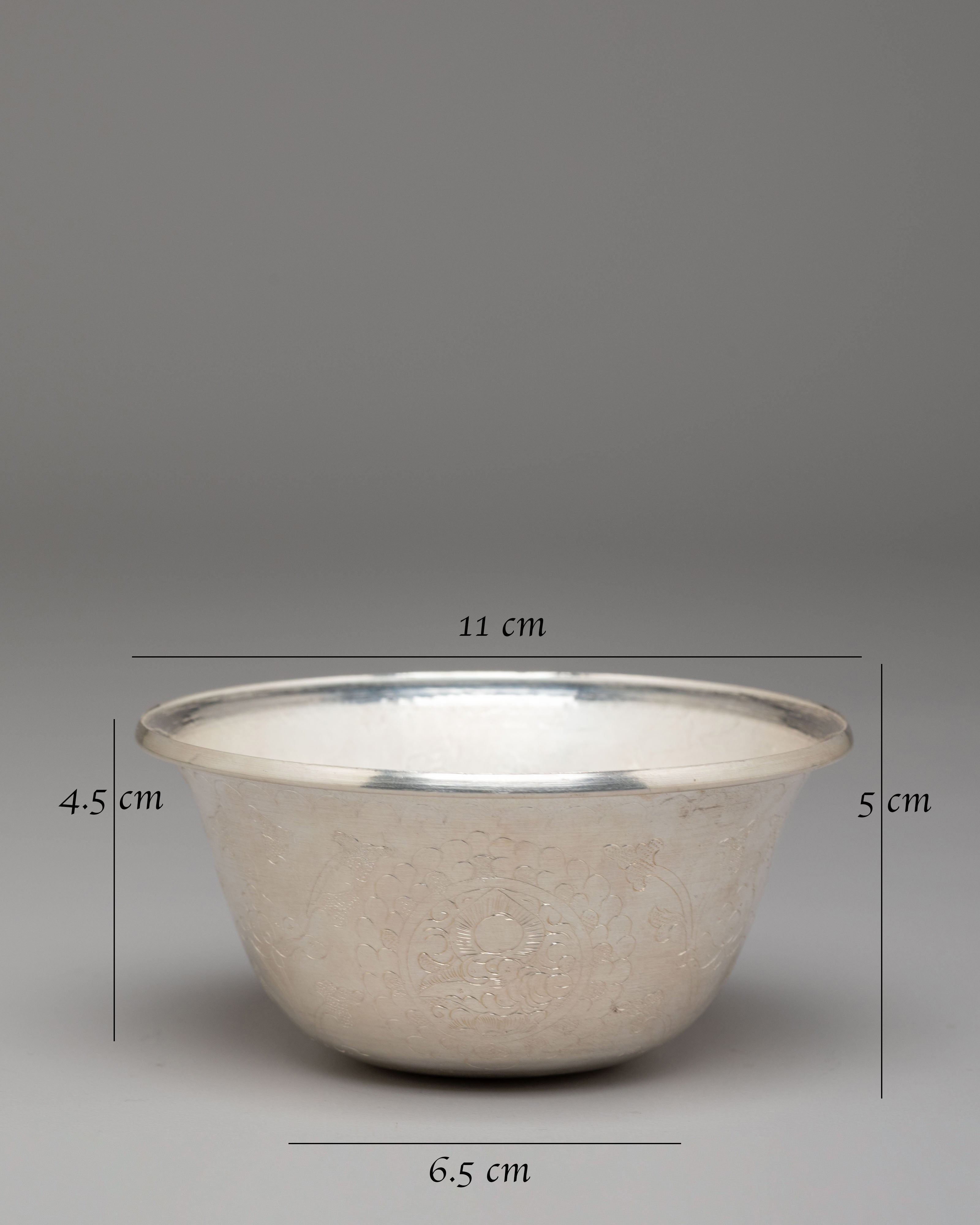 Tibetan Ritual Altar Offering Bowl | Silver Bowl for Spiritual Ceremonies