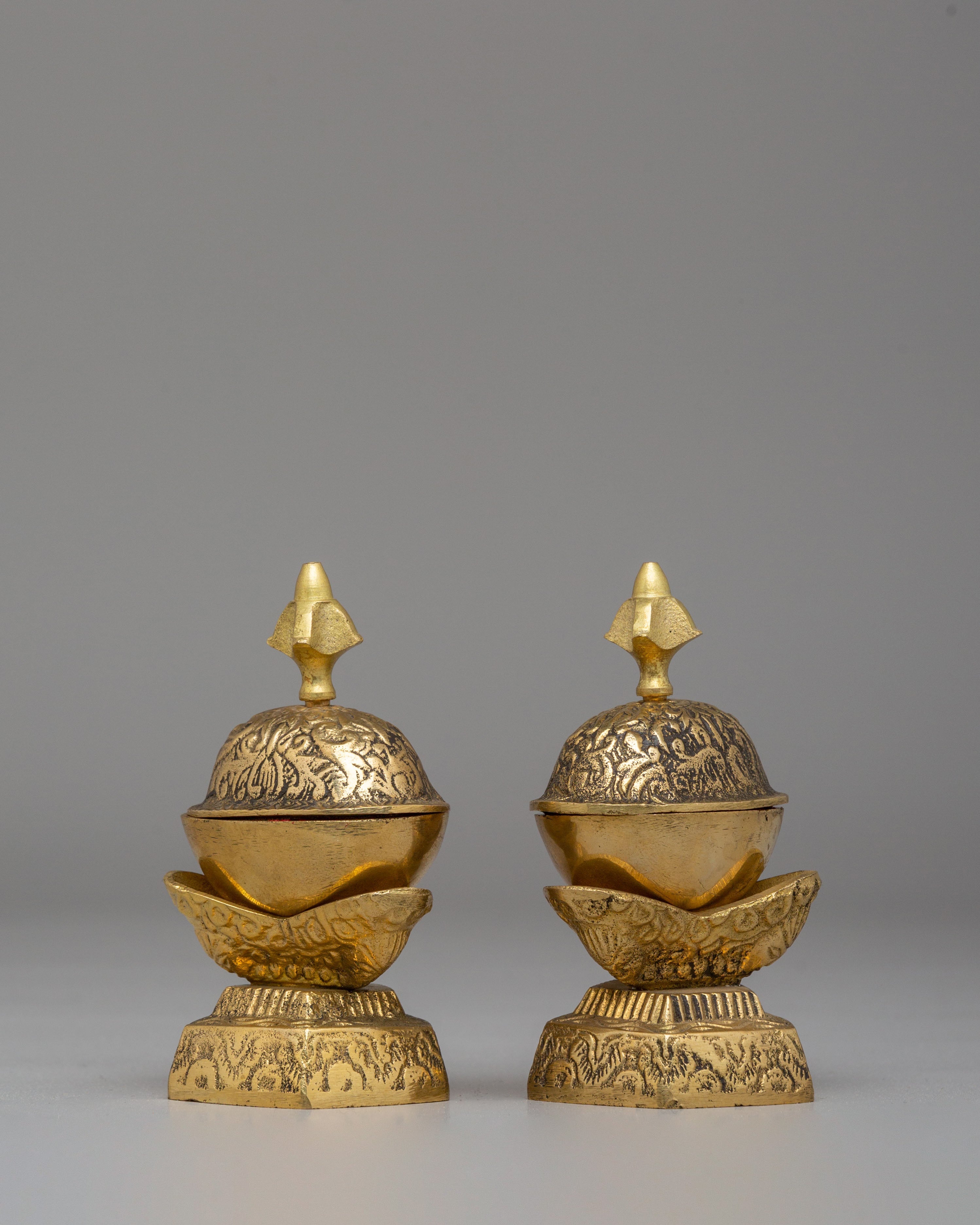 Sacred Buddhist Kapala Set for Altar | Ritual Offering Vessels