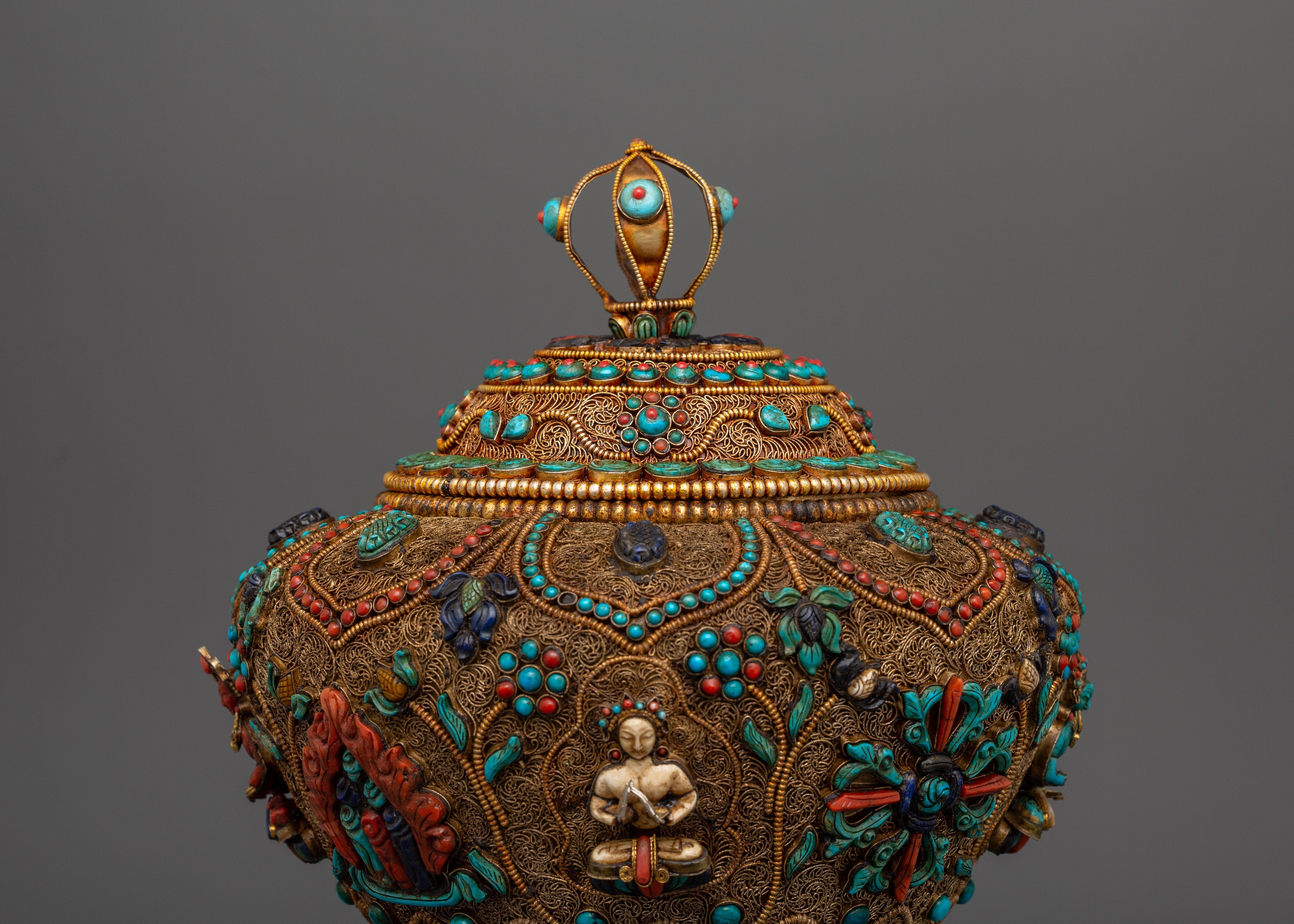 Large Handcrafted Tibetan Rice Bowl | Offering Bowl for Altar and Sacred Space