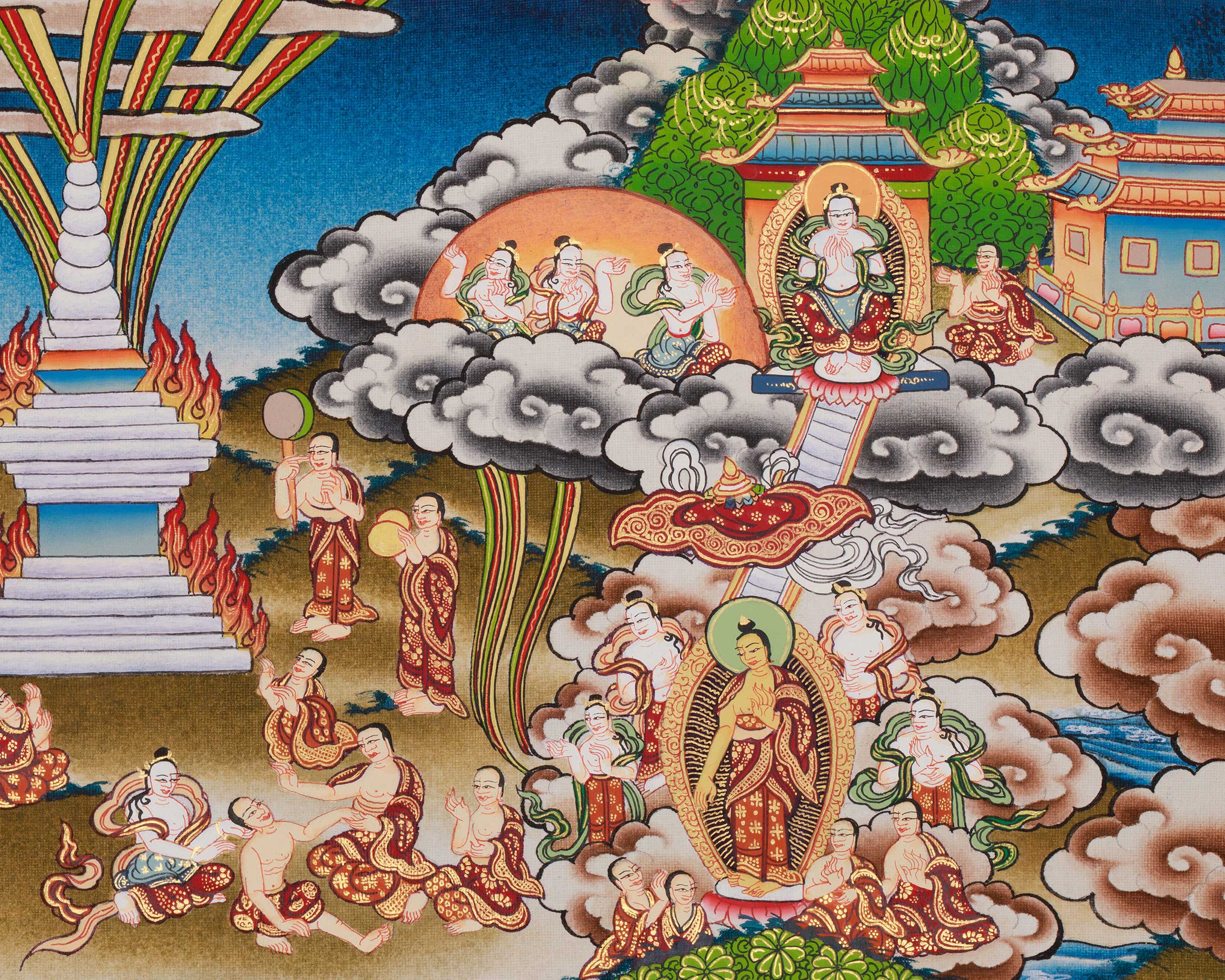 Siddhartha Gautama Life Story Painting | Traditional Thangka Depicting the Path to Enlightenment