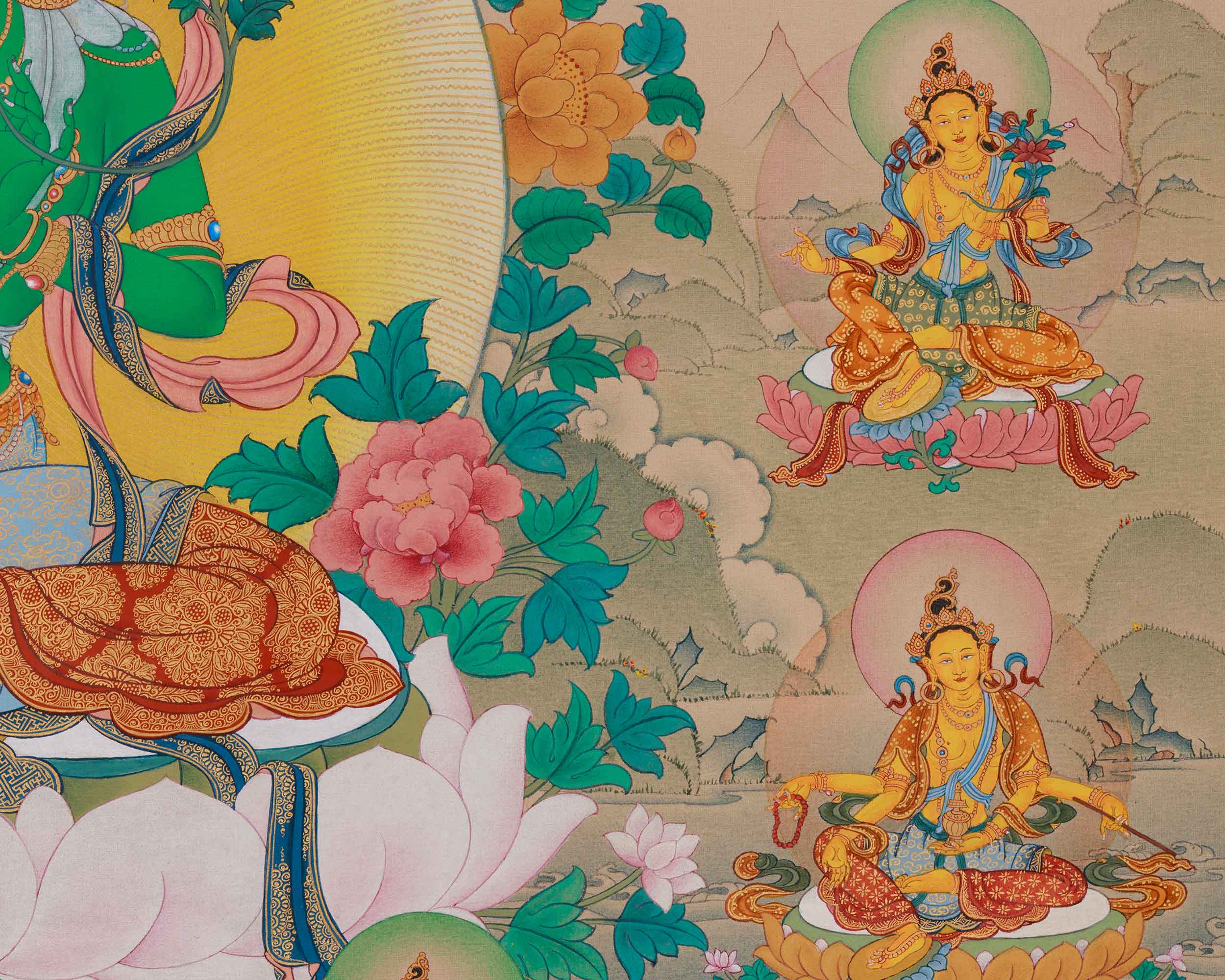 Traditional Thangka of 21 Tara | Compassion and Swift Protection