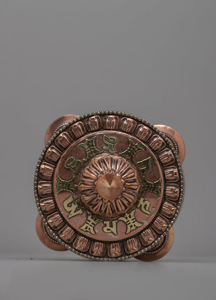 Sacred Buddhist Prayer Wheel | Copper & Brass Multi-Barrel Mani