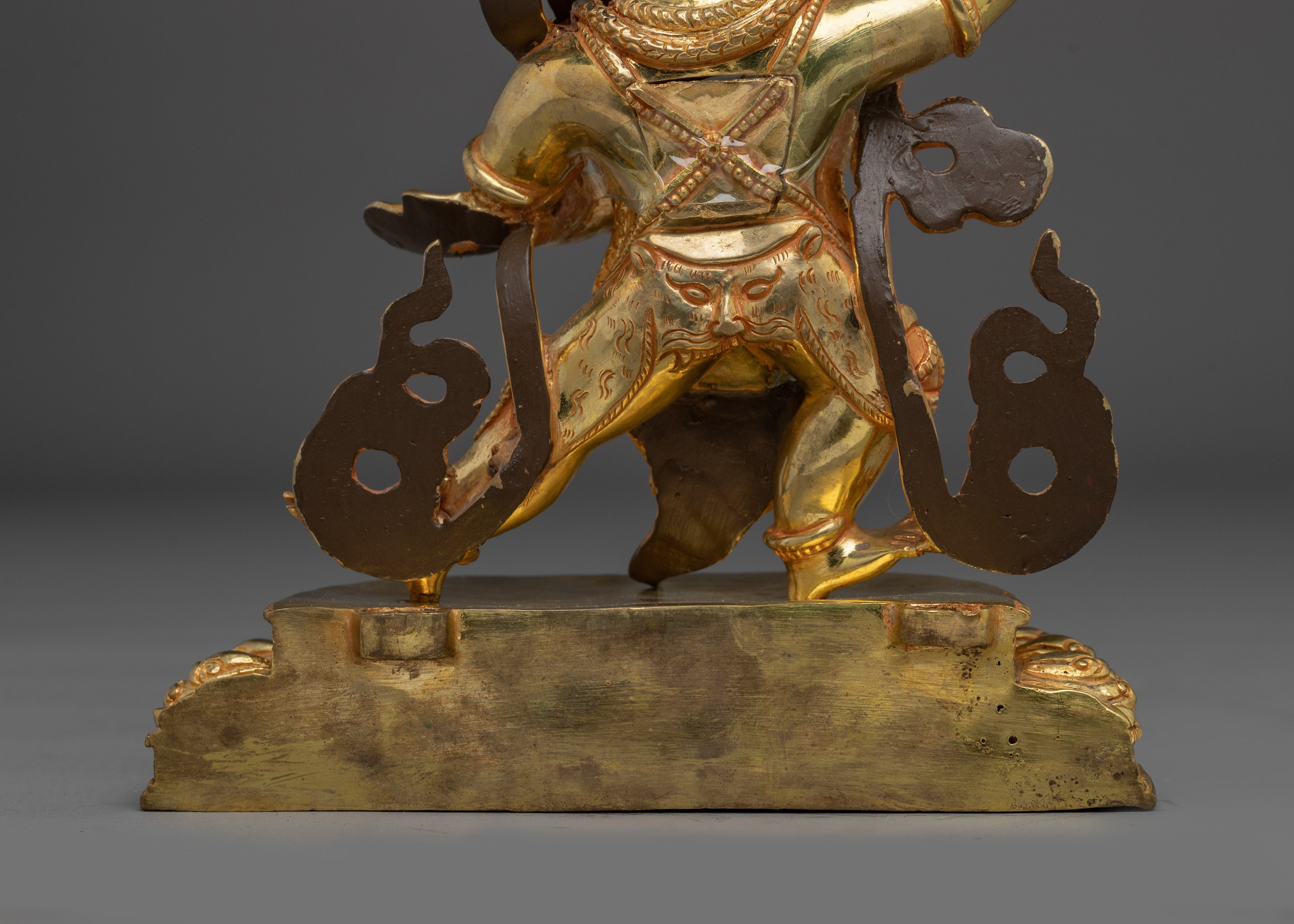 Copper Vajrapani Sculpture with Gemstones | Buddhist Protector for Shrine