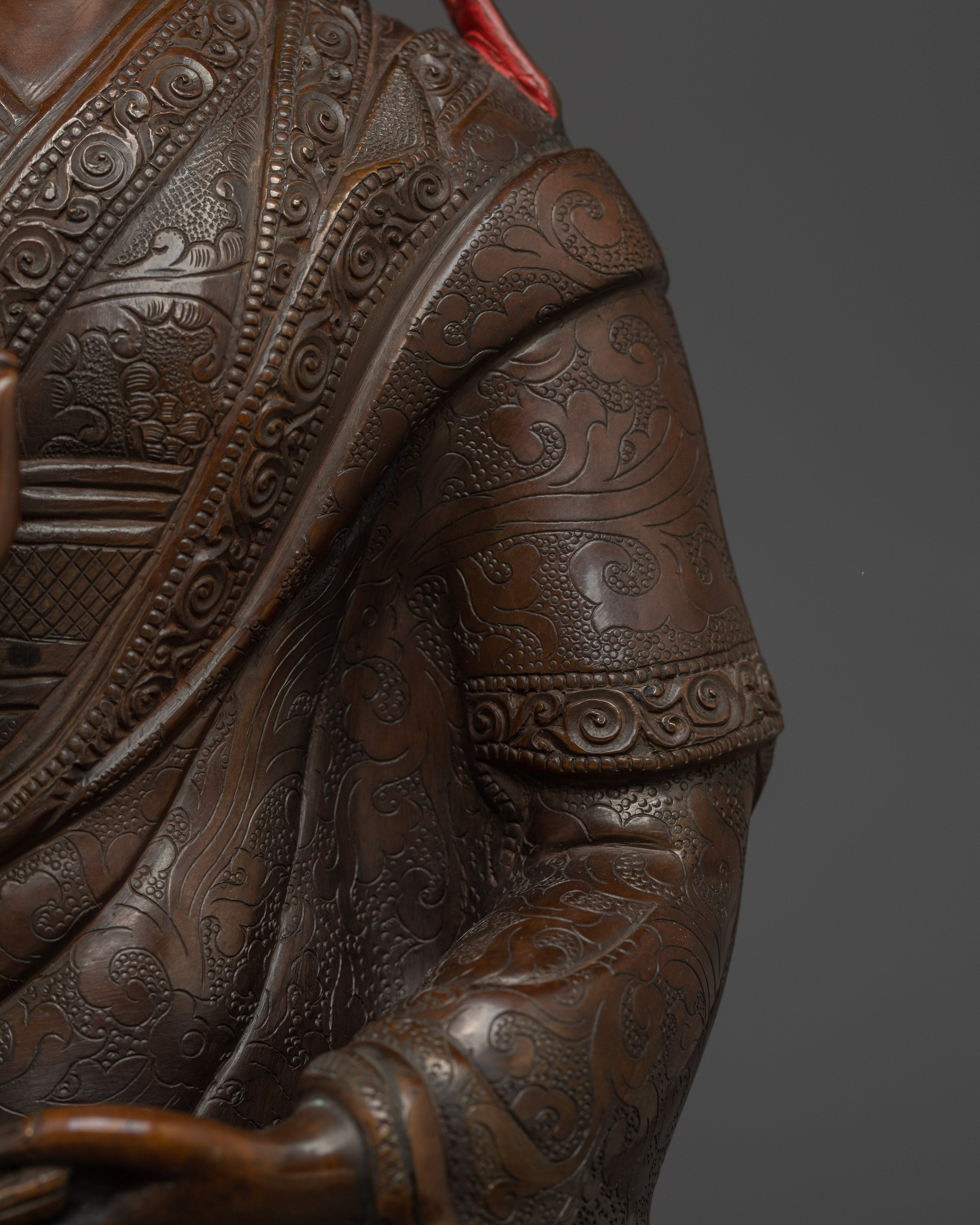 Oxidized Tsongkhapa Set Statue | Himalayan Handcrafted Sculpture