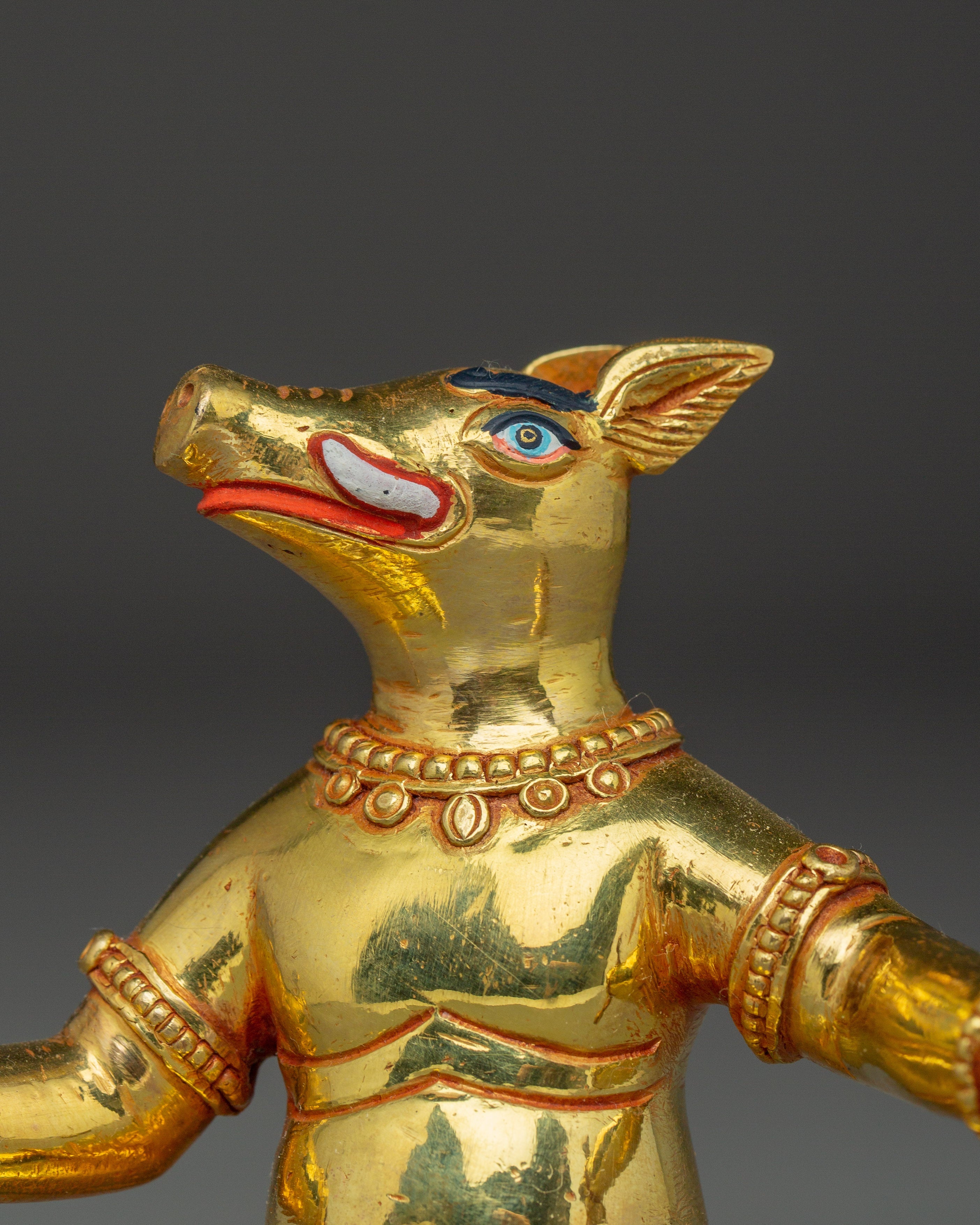 Varaha with Consort Statue | Handcrafted Gold Gilded Copper Vishnu Avatar