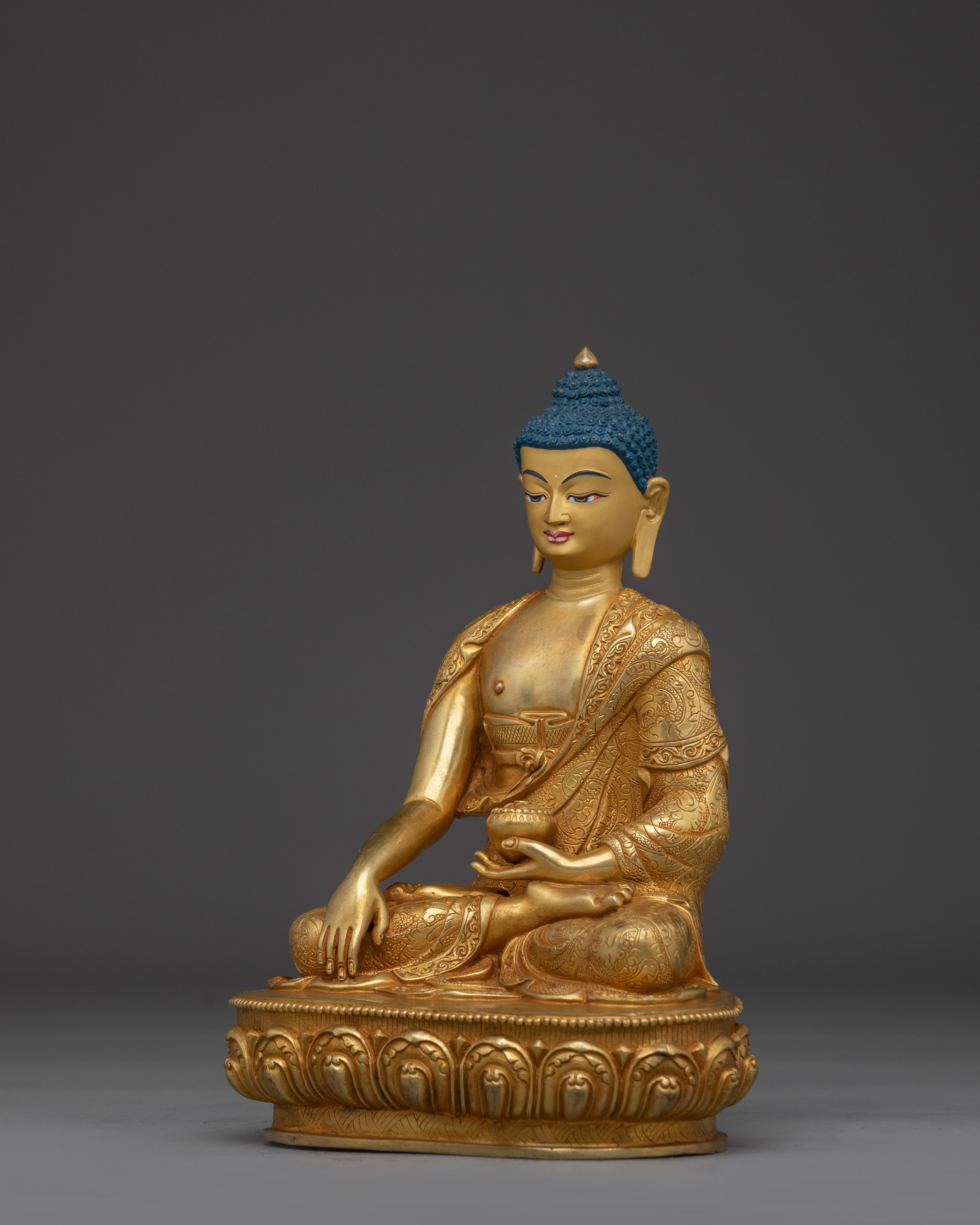Gold Gilded Copper Shakyamuni Buddha Artwork | Perfect for Meditation and Altar Decor