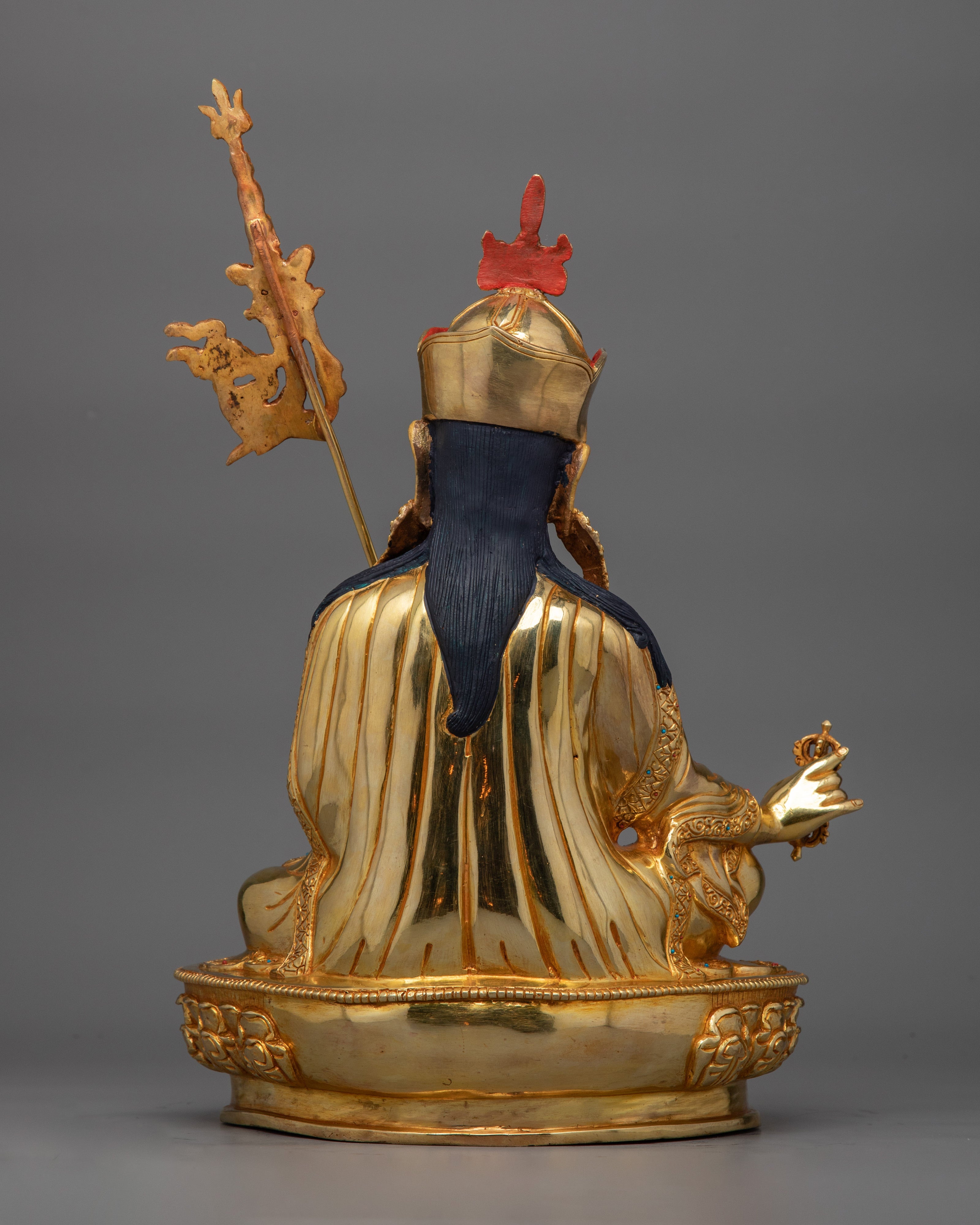 Lotus Born Buddha Guru Rinpoche Statue | 24K Gold Gilded Copper Artwork