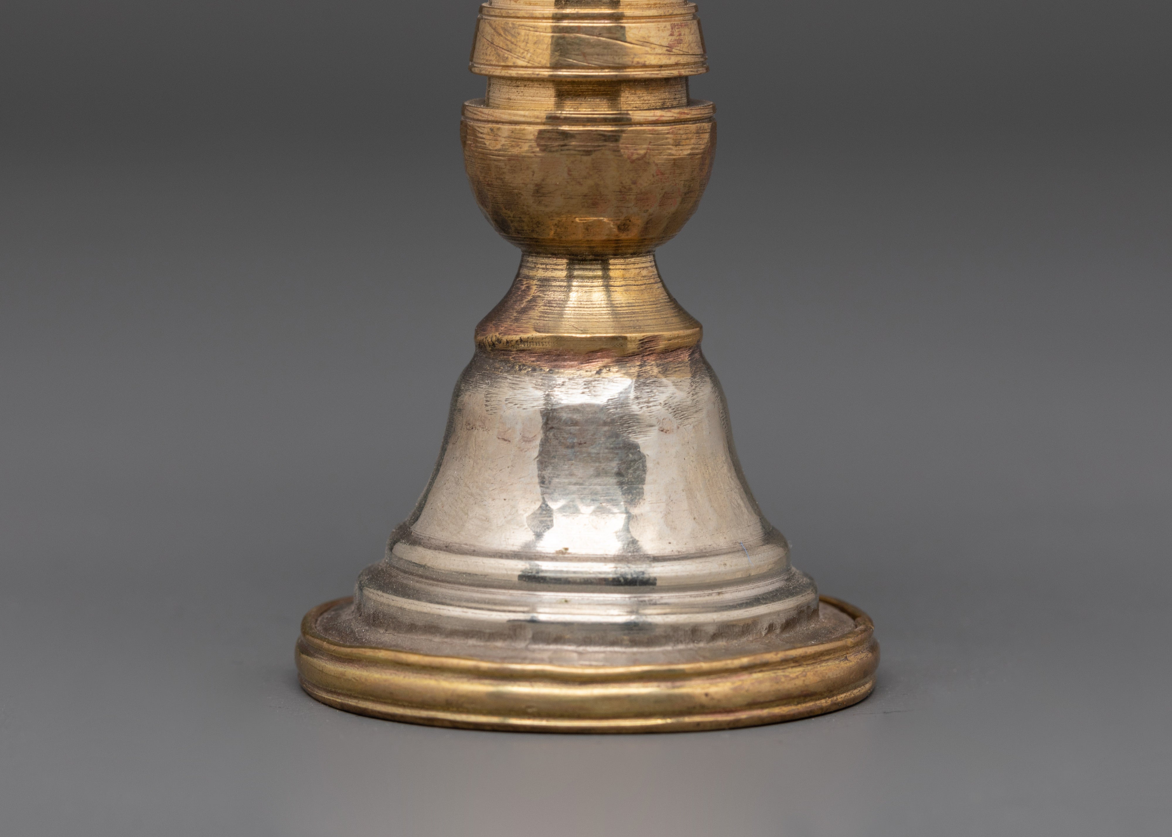 Handcrafted Buddhist Altar Serkyem Set | White Metal and Copper Ritual Offering Vessel