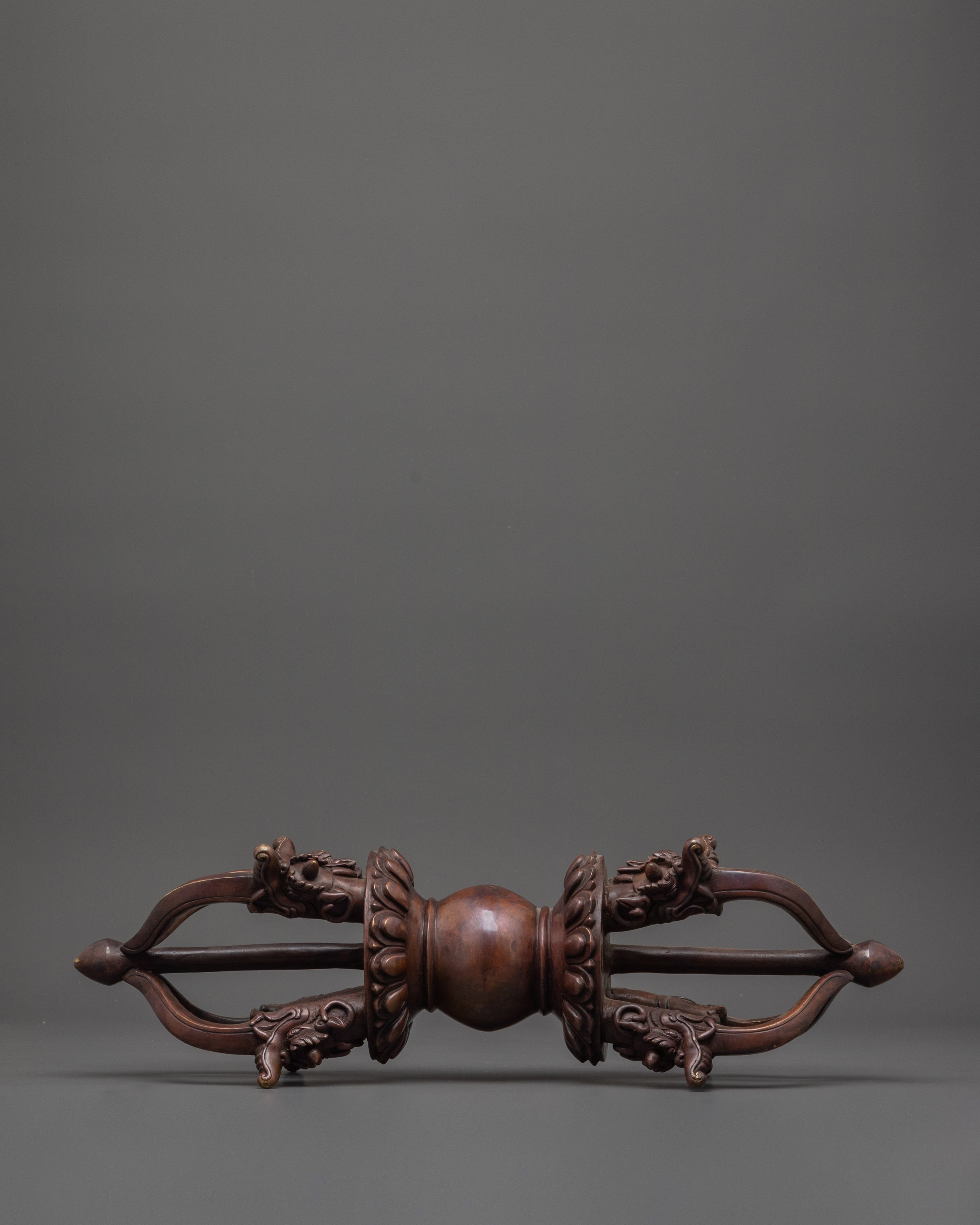 Large Oxidized Copper Vajra Sculpture