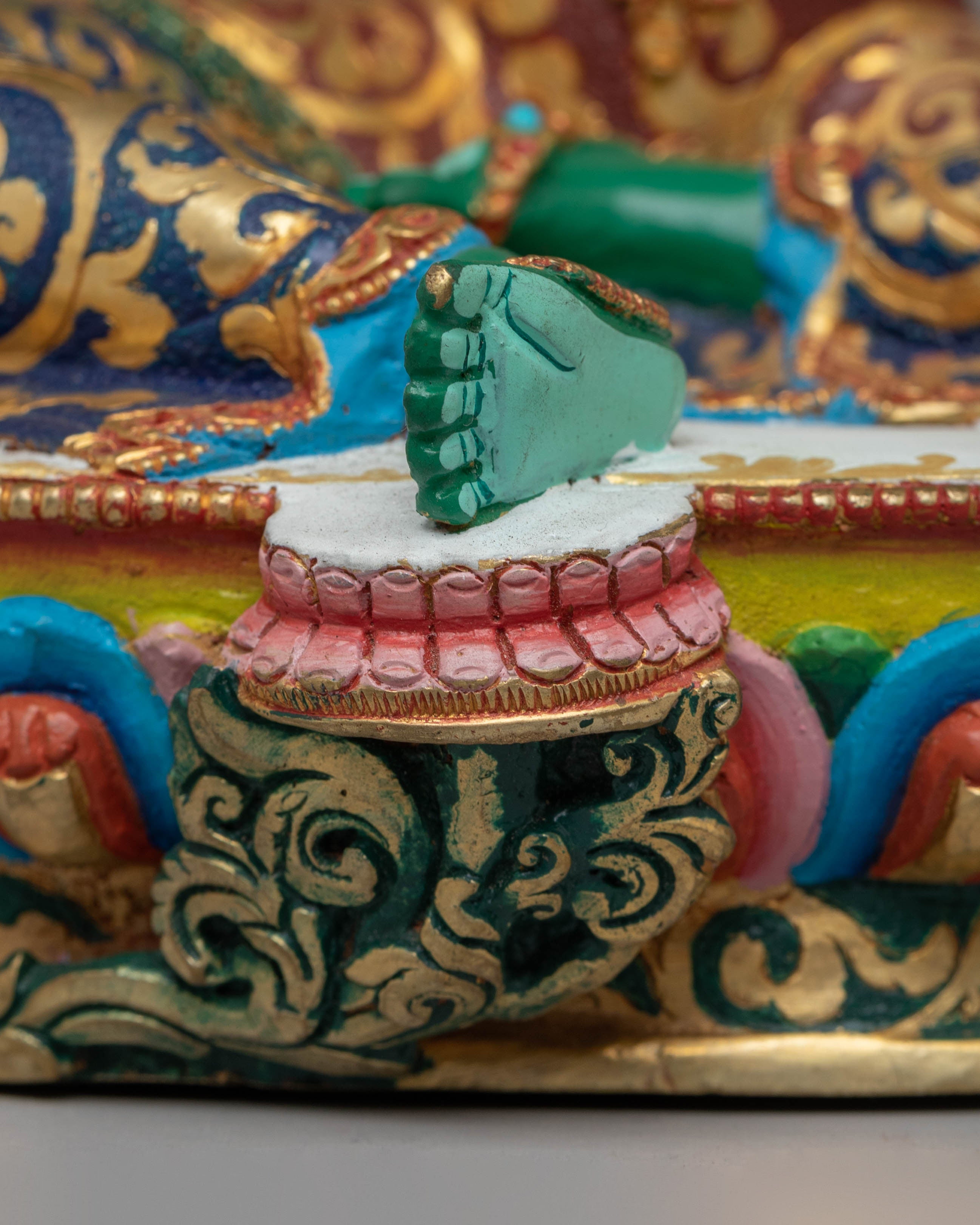 Shyama Tara Statue for Protection | Copper, Gold-Plated with Coral & Turquoise