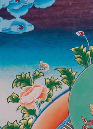Original Hand-Painted Four Armed Chenrezig Thangka | Tibetan Buddhist Painting
