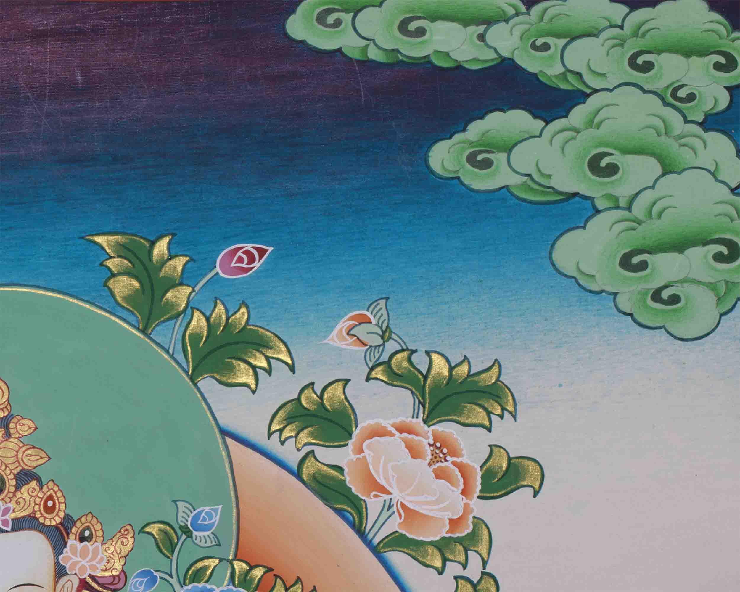 Original Hand-Painted Four Armed Chenrezig Thangka | Tibetan Buddhist Painting