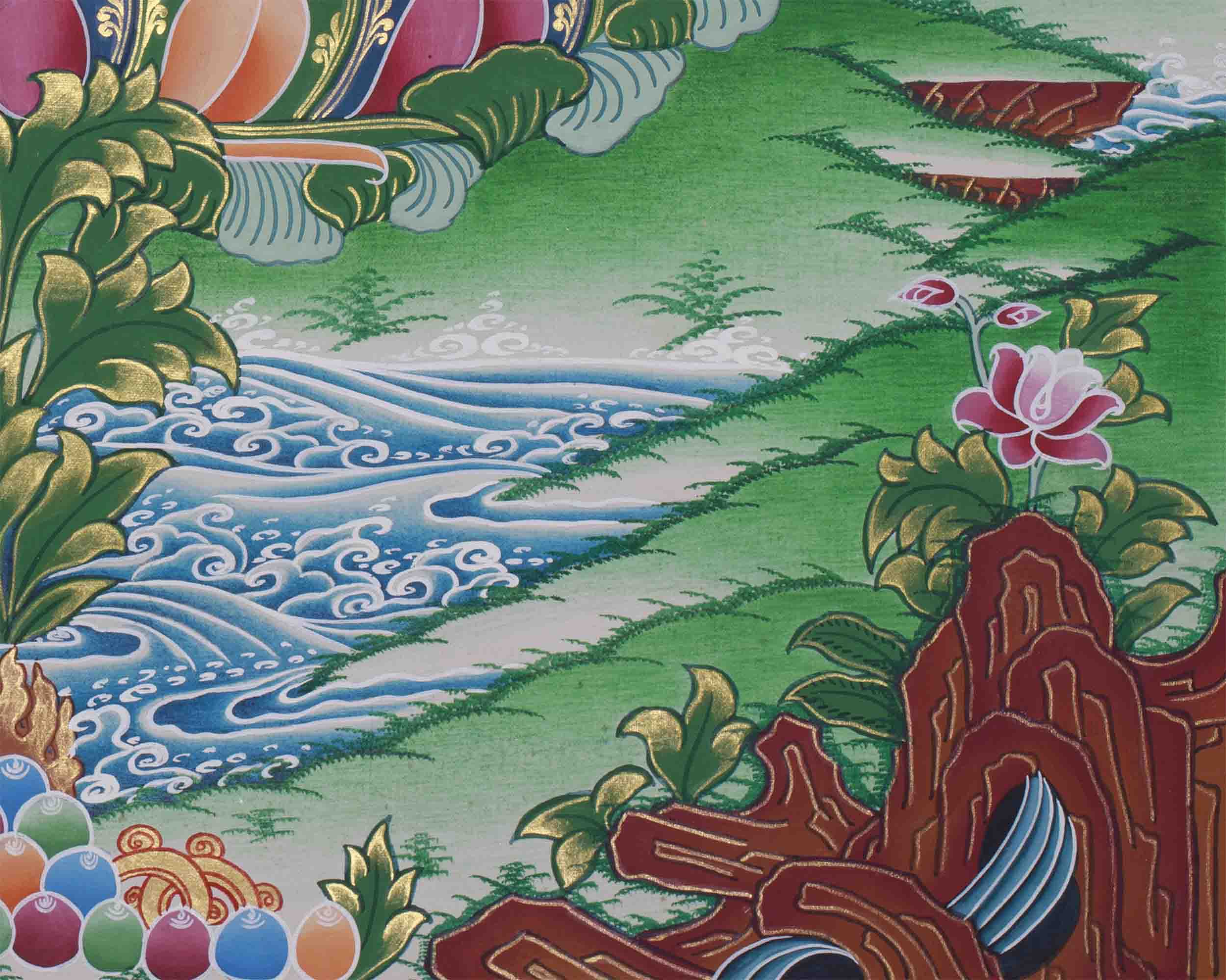 Original Hand-Painted Four Armed Chenrezig Thangka | Tibetan Buddhist Painting