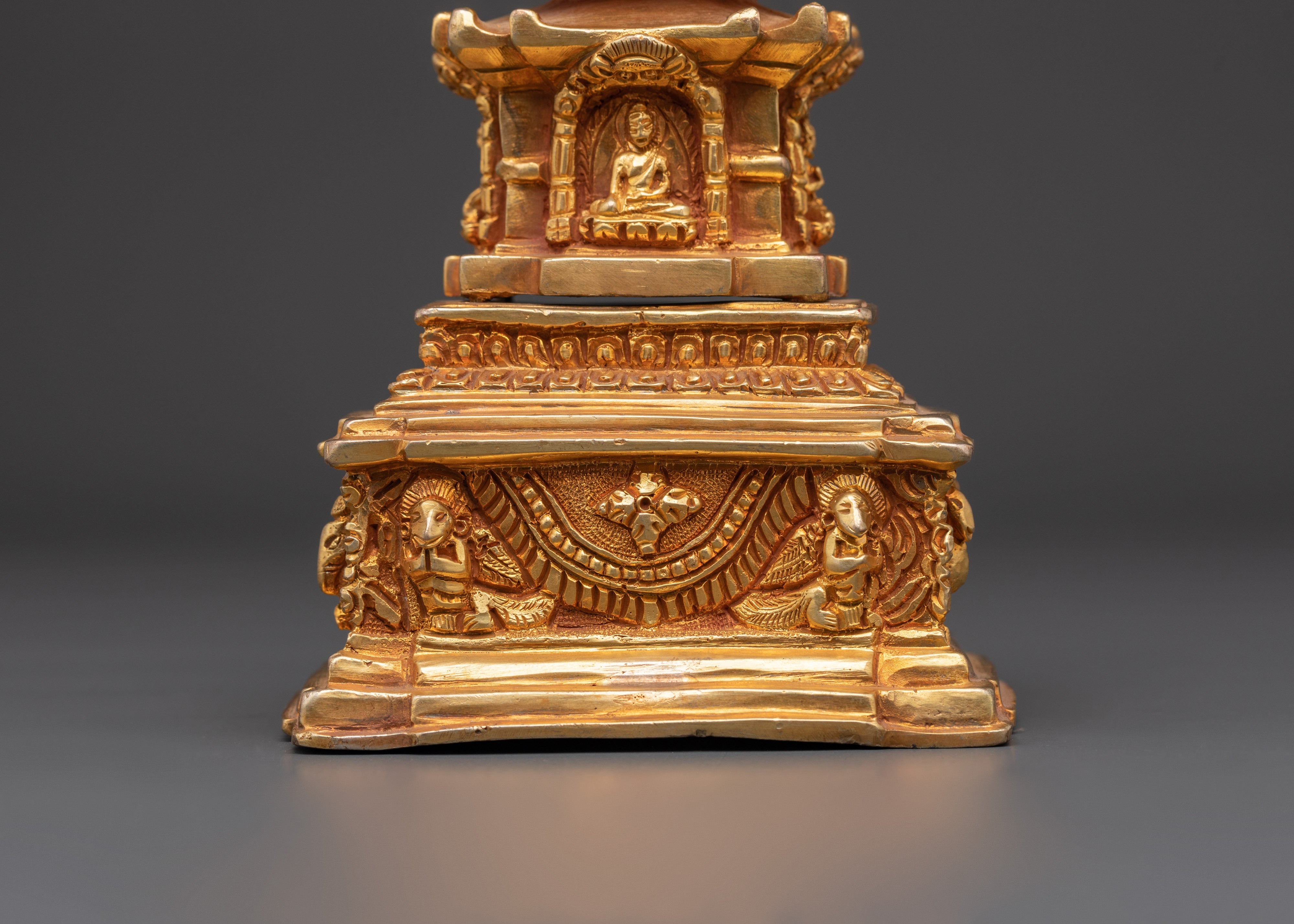 Copper Stupa with Gold Plating | Spiritual Decor