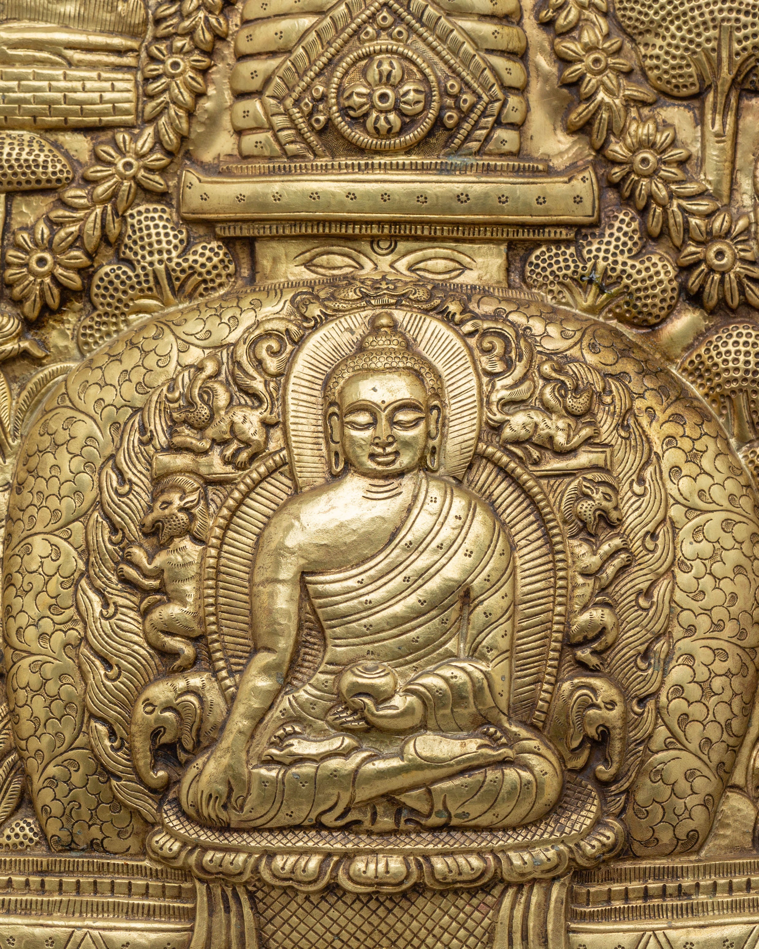 Handcrafted Buddha's Life Wall Hanging | Brass Wall Decor with Disciples