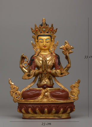 Chenresig Bodhisattva of Compassion Statue | Buddhism Figurine for Meditation