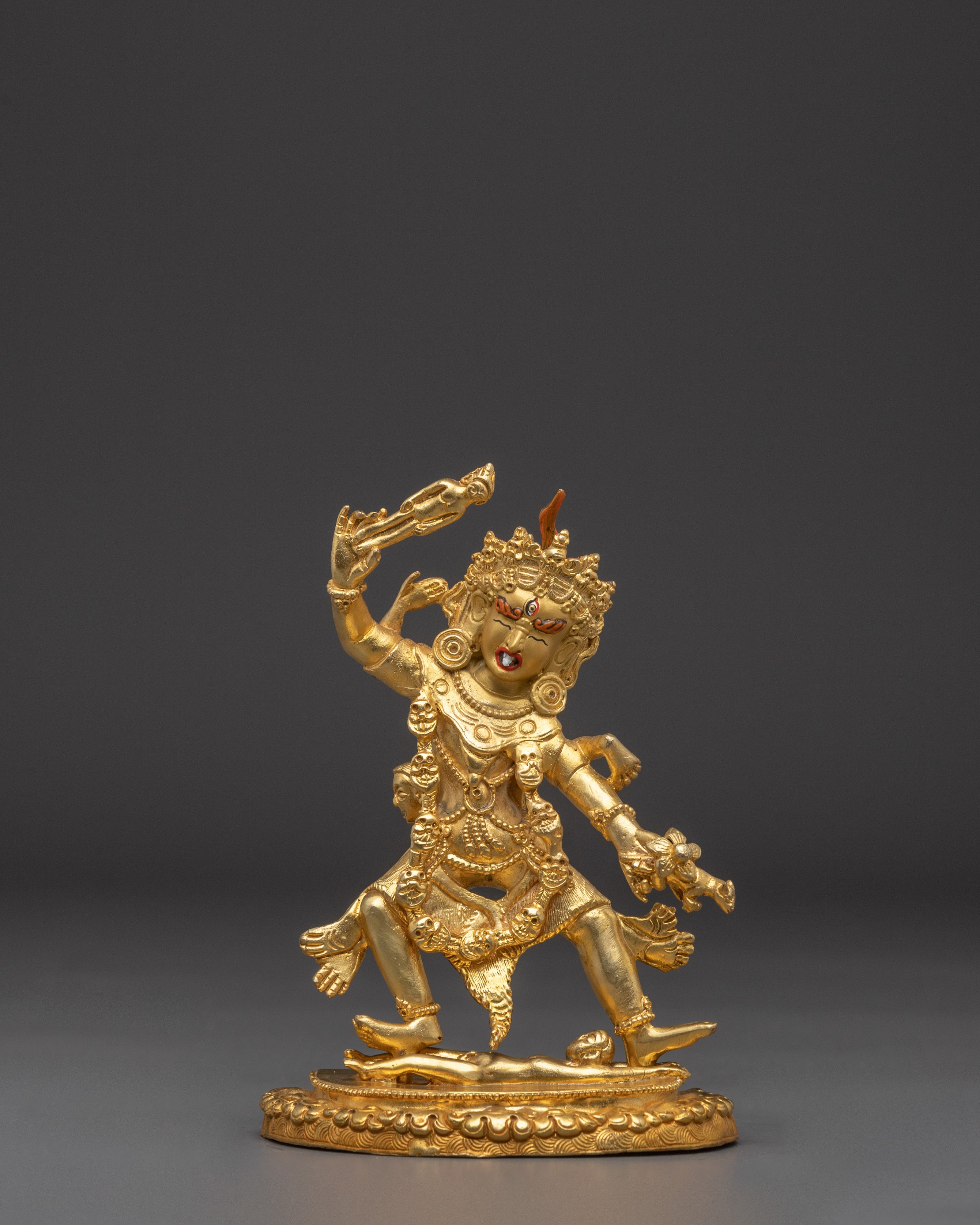 Gold Plated Ekajati Statue | Tibetan Buddhist Wrathful Deity for Spiritual Protection